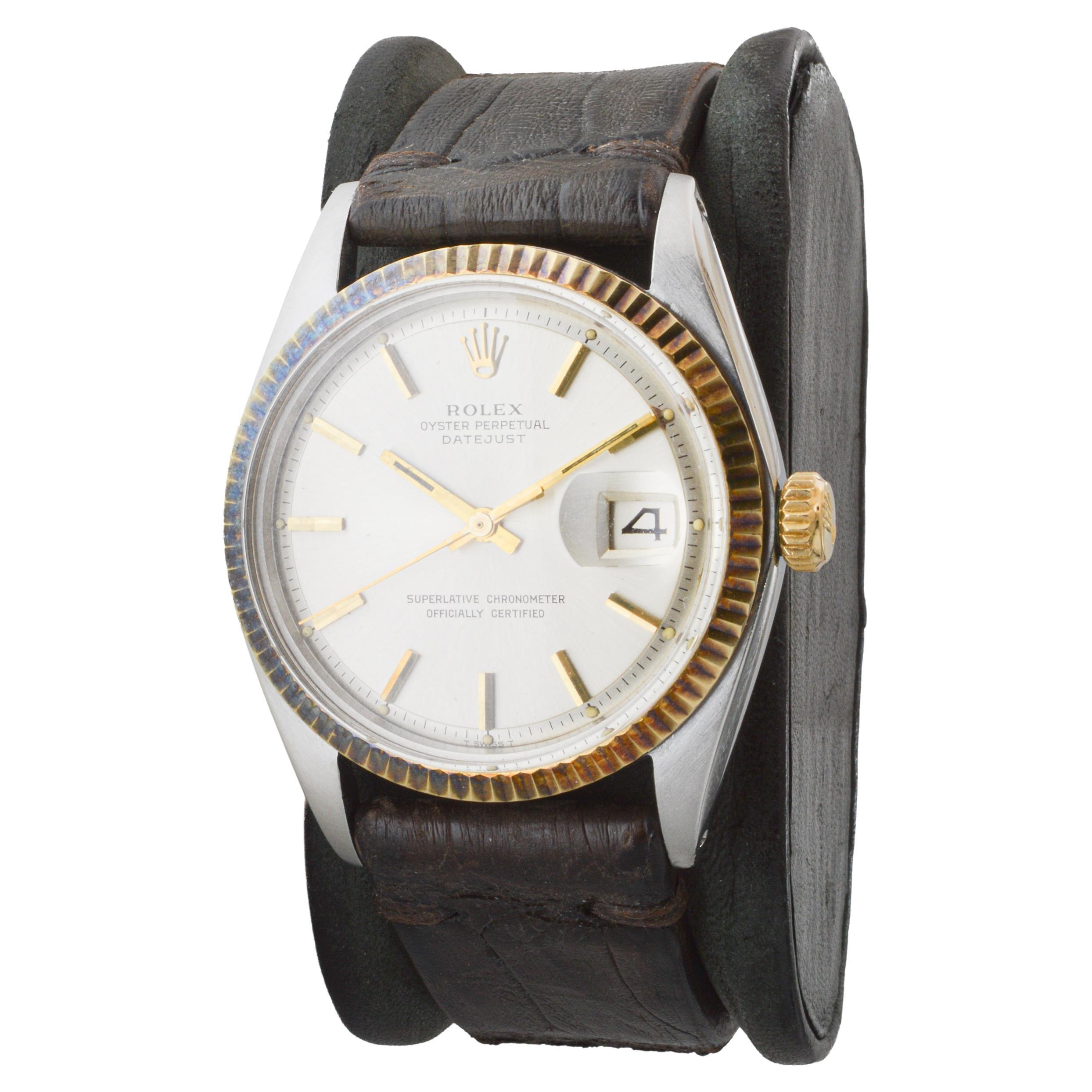 Rolex Two-Tone Datejust Never Polished with Patinated Bezel Original Dial 1968 1