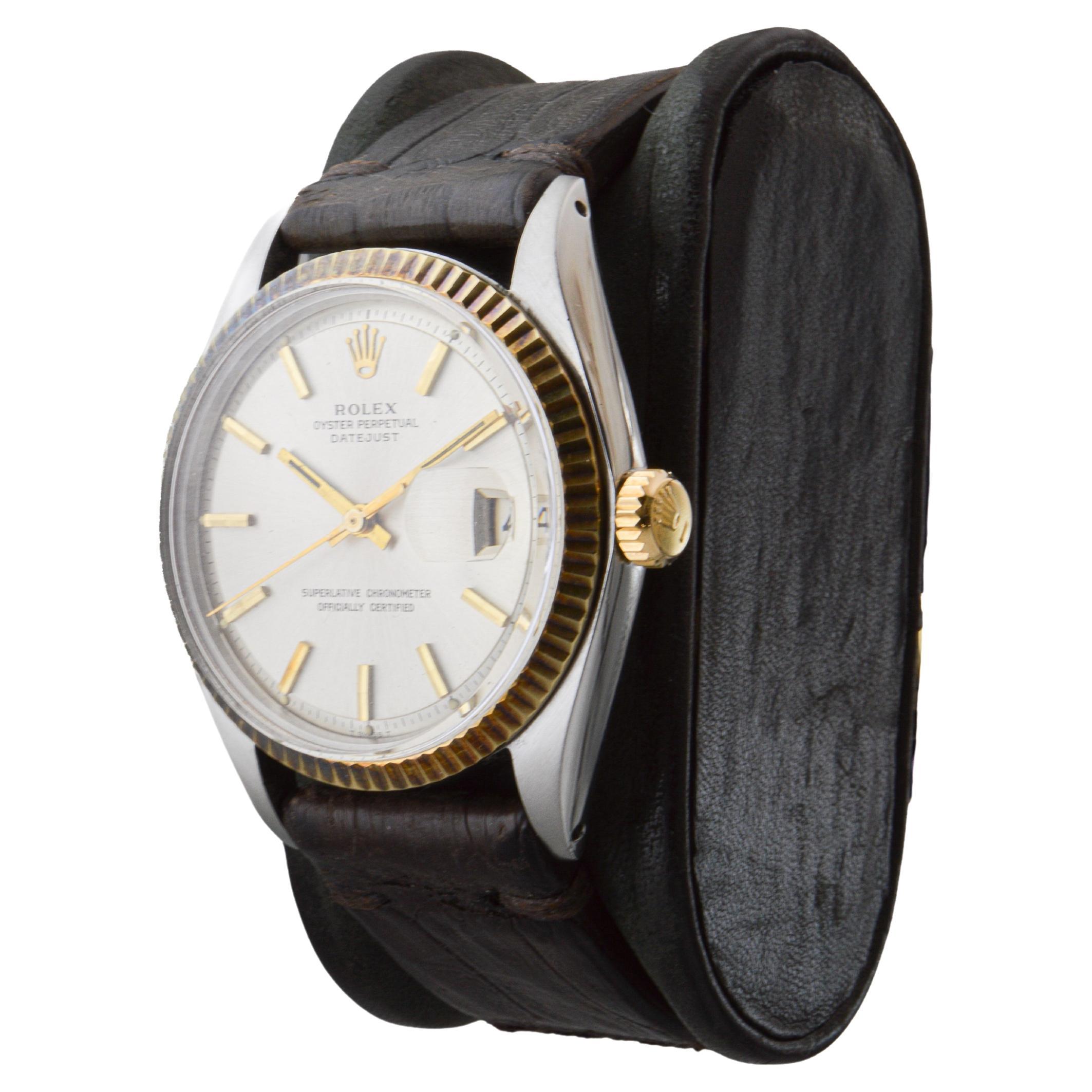 Rolex Two-Tone Datejust Never Polished with Patinated Bezel Original Dial 1968 2