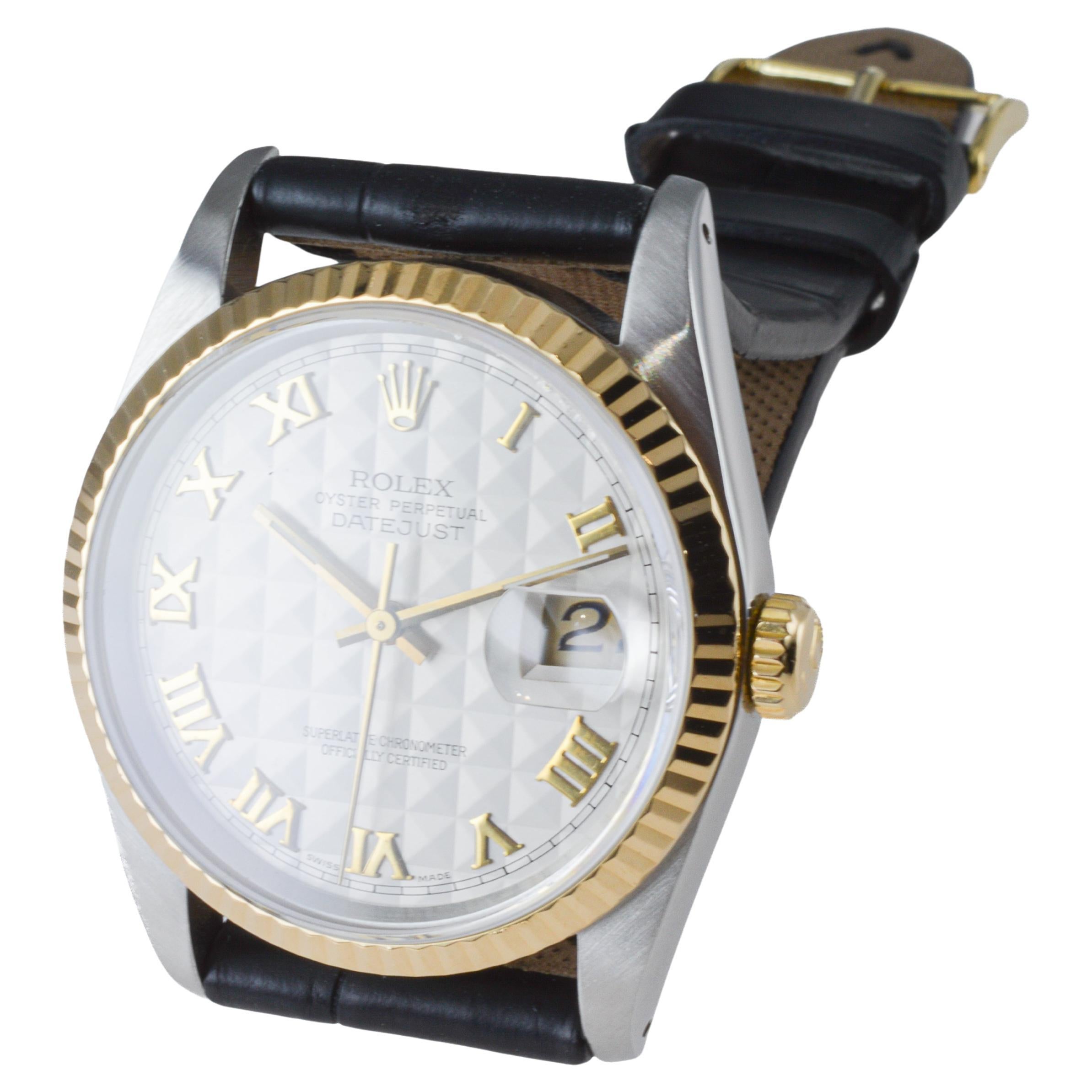 Rolex Two Tone Datejust Never Polished with Rare Pyramid Roman Numeral Dial 1990 4