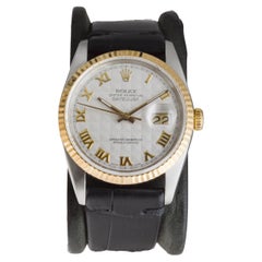 Rolex Two Tone Datejust Never Polished with Rare Pyramid Roman Numeral Dial 1990
