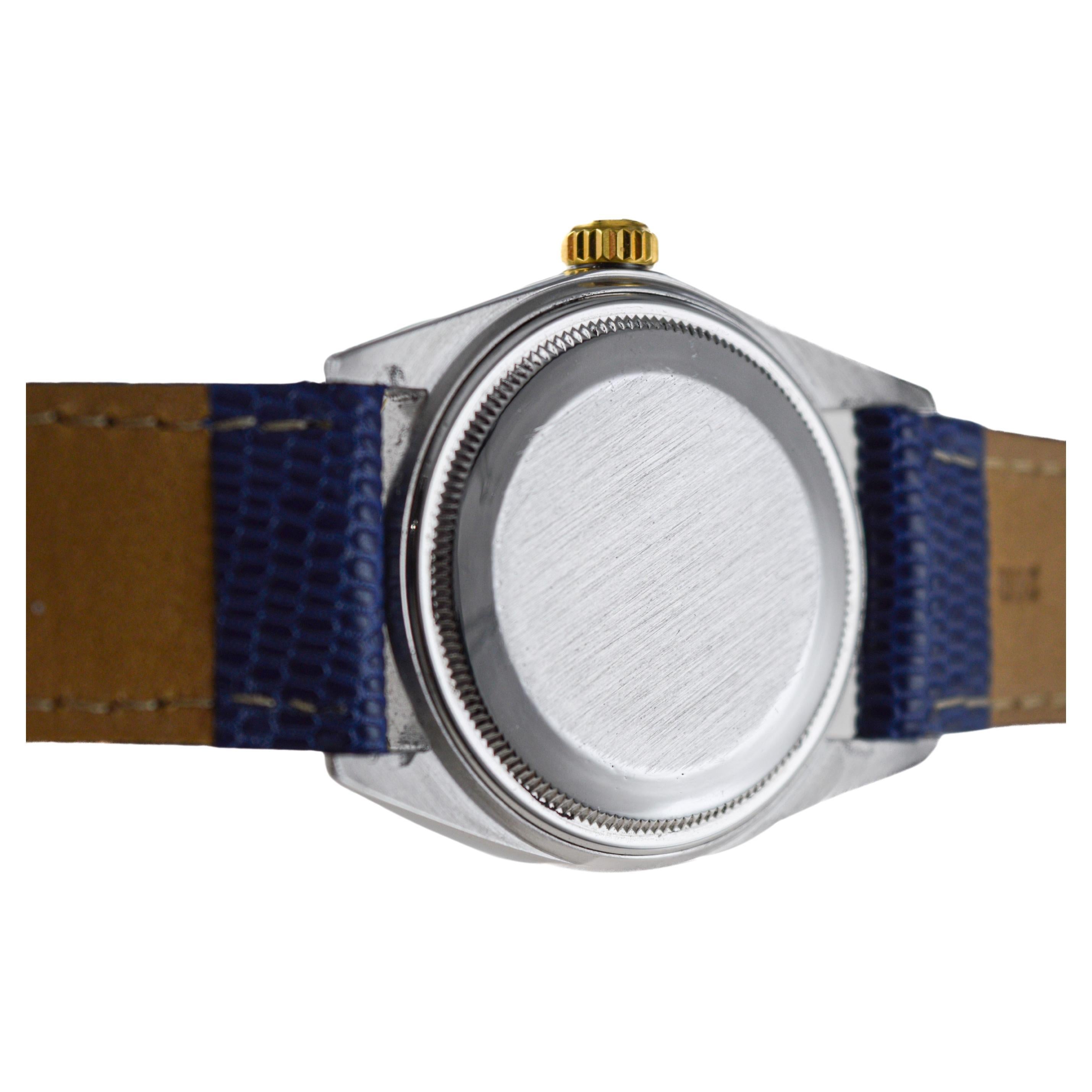 Rolex Two-Tone Datejust with Custom Made Blue Dial and Diamond Markers 1960's For Sale 6