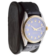 Rolex Two-Tone Datejust with Custom Made Blue Dial and Diamond Markers 1960's