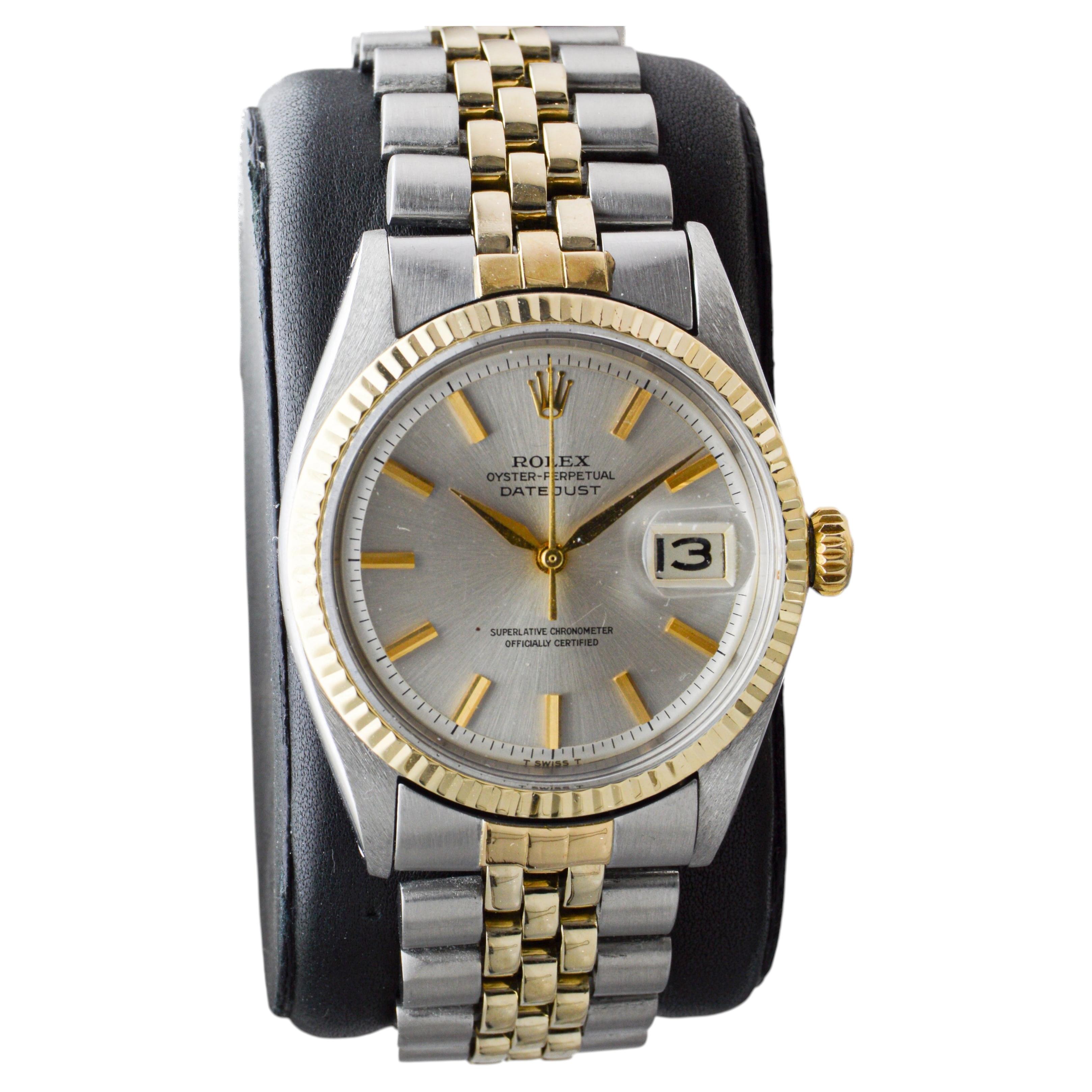 Rolex Two Tone Datejust mit außergewöhnlichen Fabrik Original Zifferblatt circa 1960's