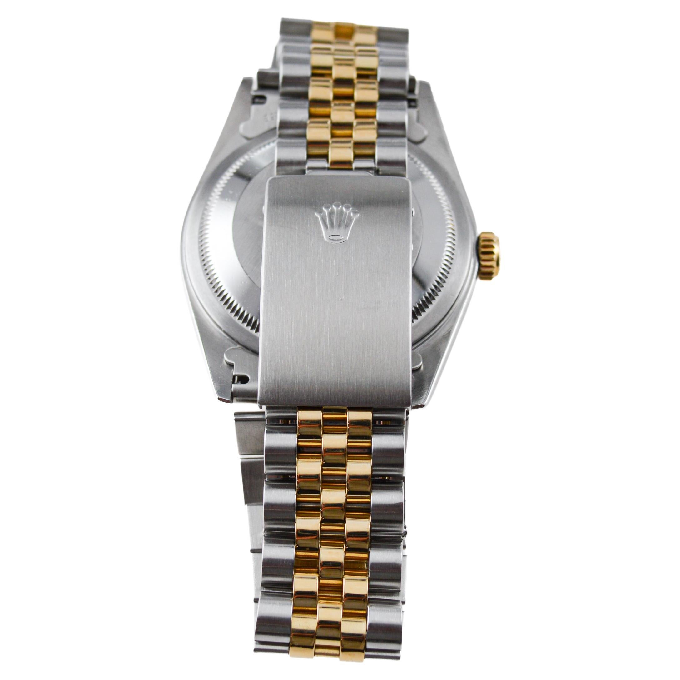 Rolex Two-Tone Datejust with Factory Original, Dial, Box and Papers circa 2000's For Sale 3