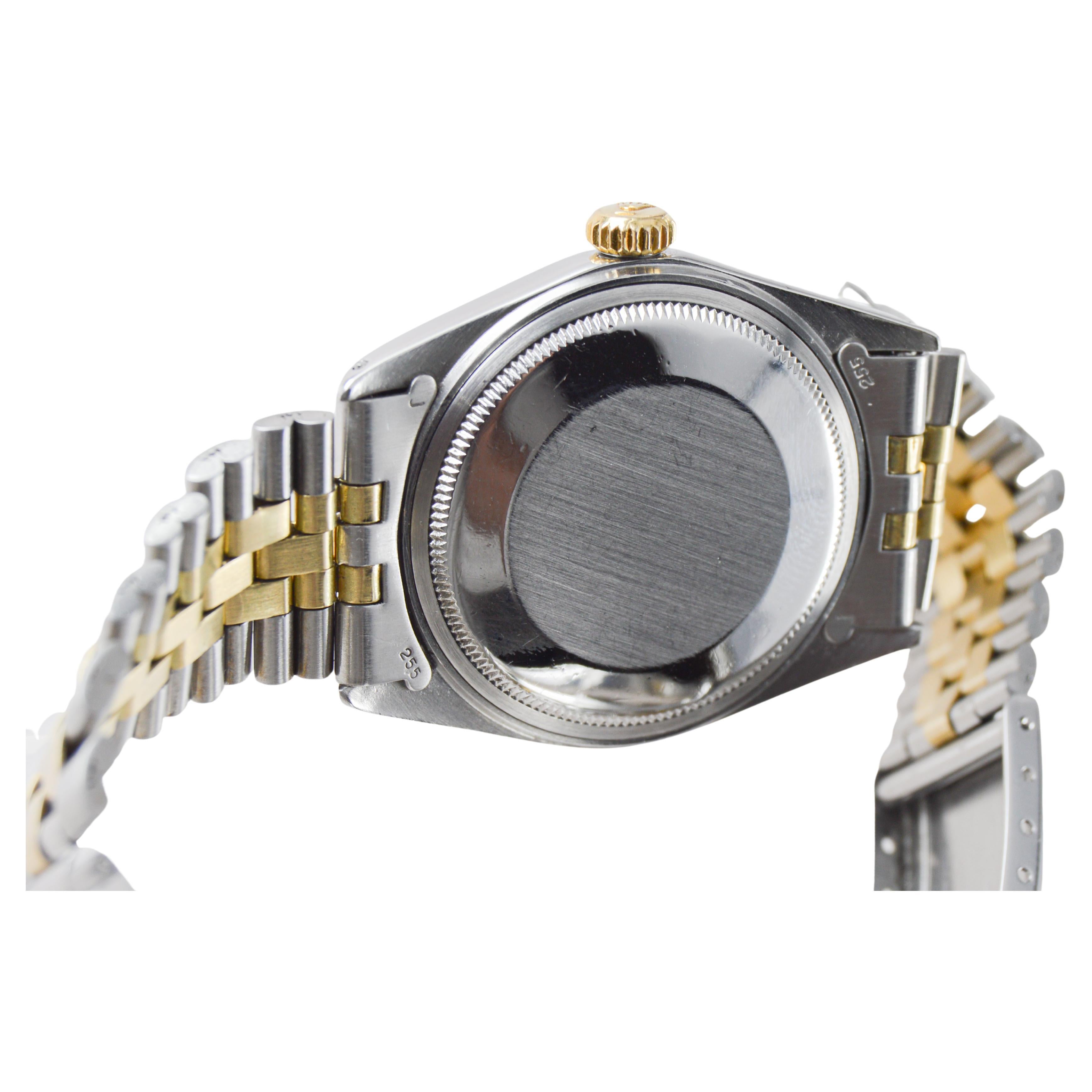 Rolex Two Tone Datejust with Factory Original Dial circa 1970's For Sale 11