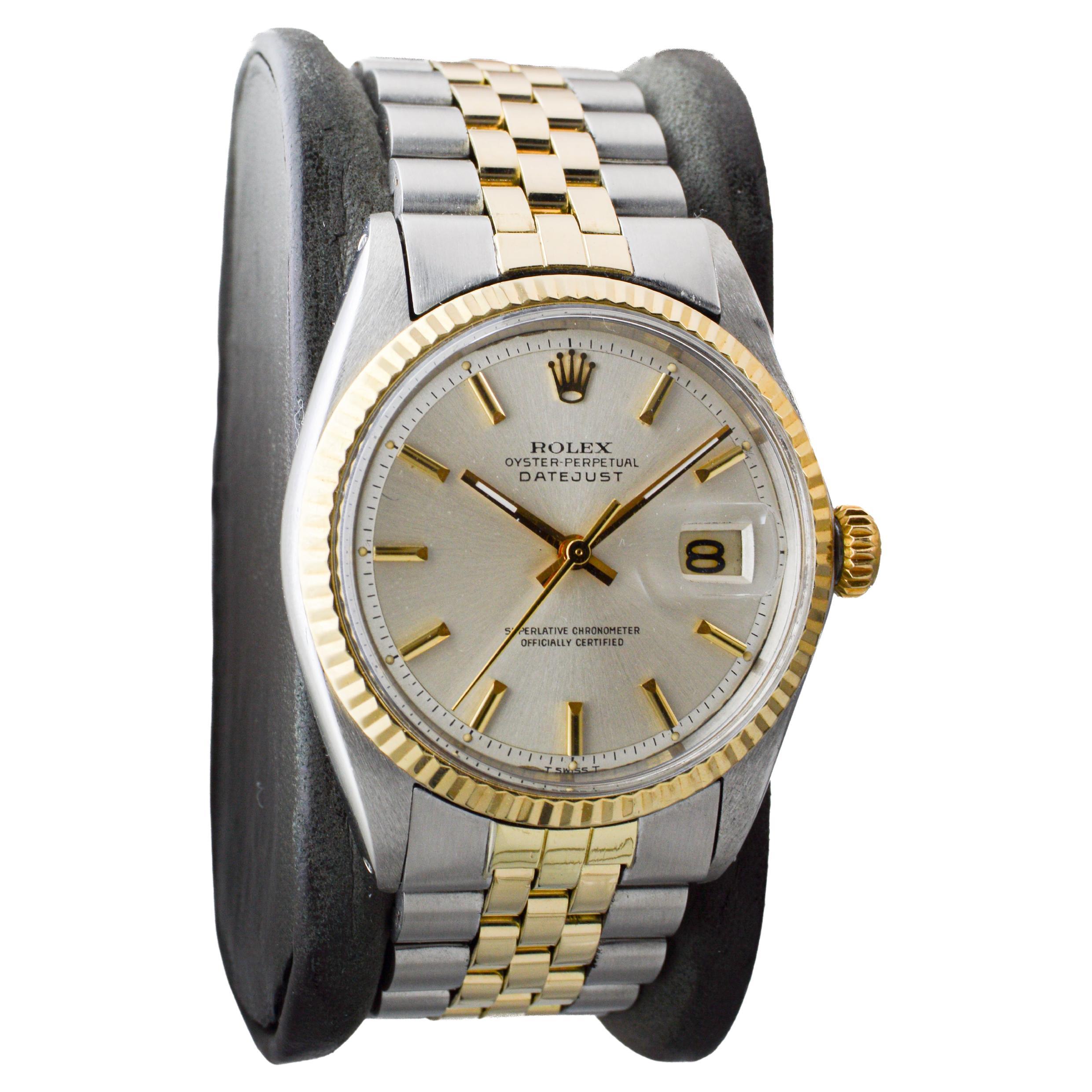 Modern Rolex Two Tone Datejust with Factory Original Dial circa 1970's For Sale