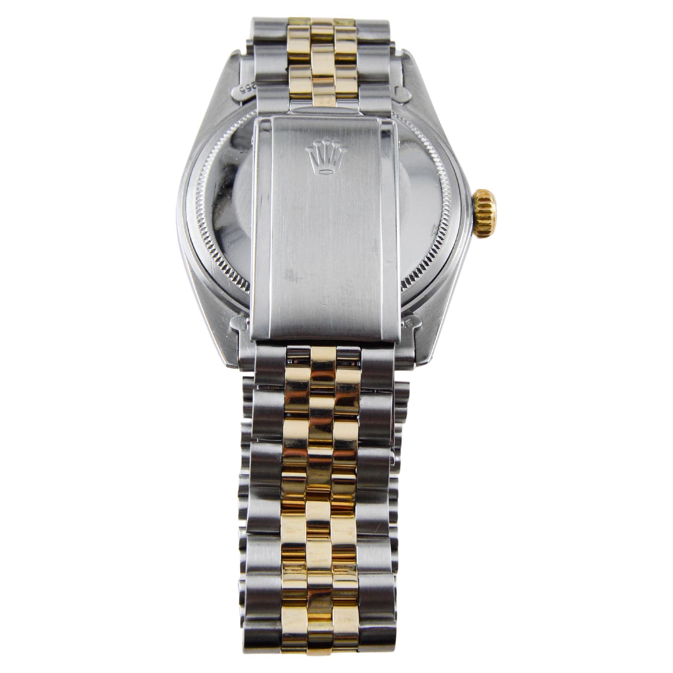 Rolex Two Tone Datejust with Factory Original Dial circa 1970's For Sale 4