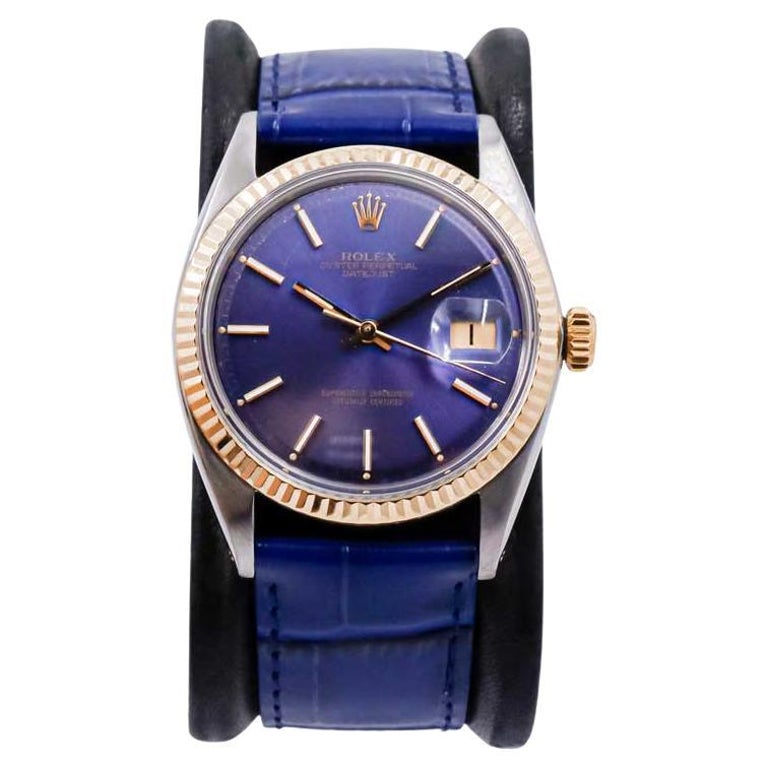 Rolex Two Tone Datejust with Original Blue Dial from 1963 For Sale at  1stDibs