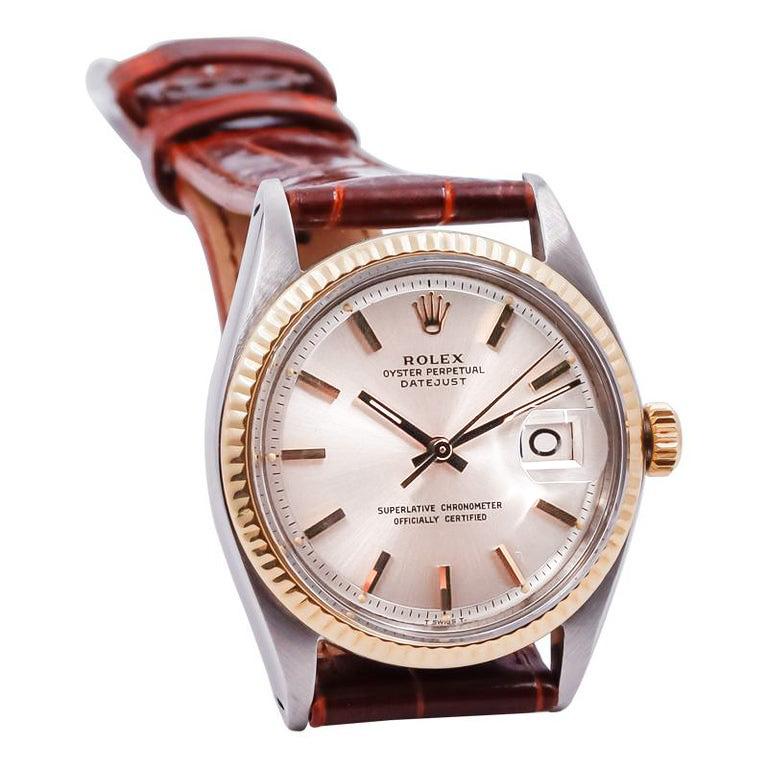 Rolex Two Tone Datejust with Original Dial, Factory Box, and Papers circa, 1969 In Excellent Condition For Sale In Long Beach, CA