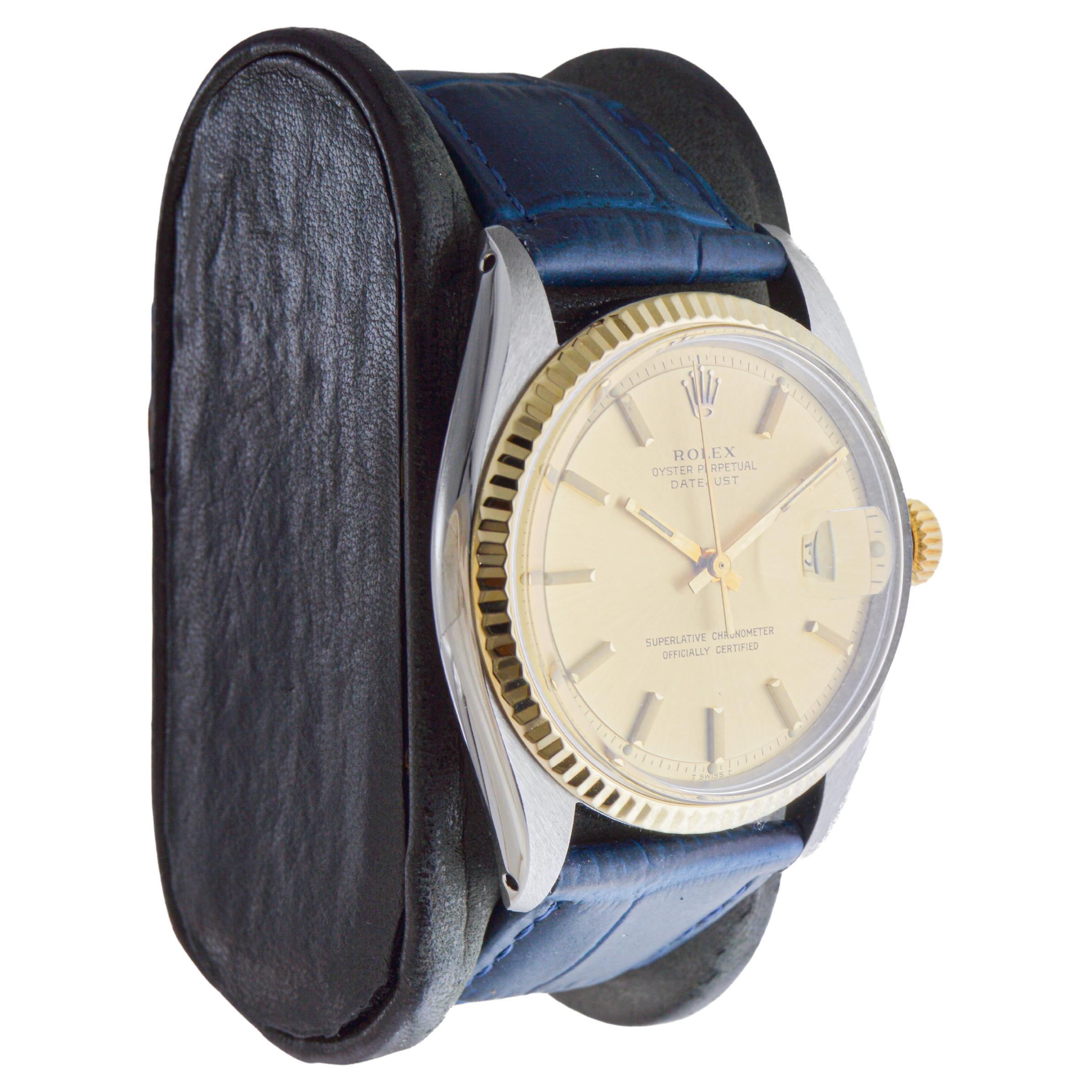 Rolex Two Tone Datejust with Original Dial & Two Straps circa, 1971 For Sale 5