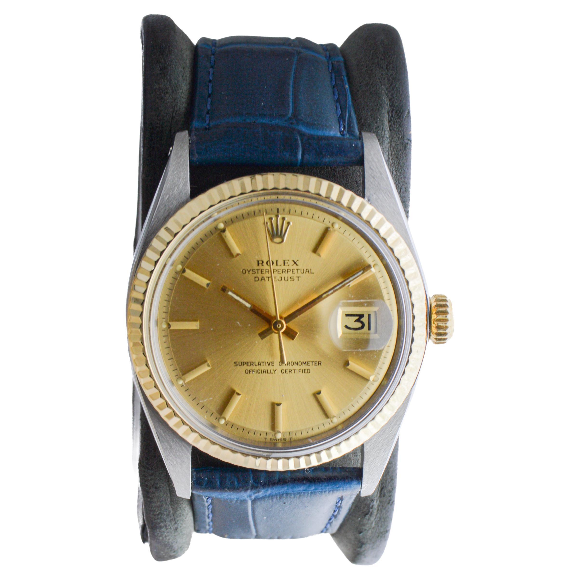 Rolex Two Tone Datejust with Original Dial & Two Straps circa, 1971 For Sale 6