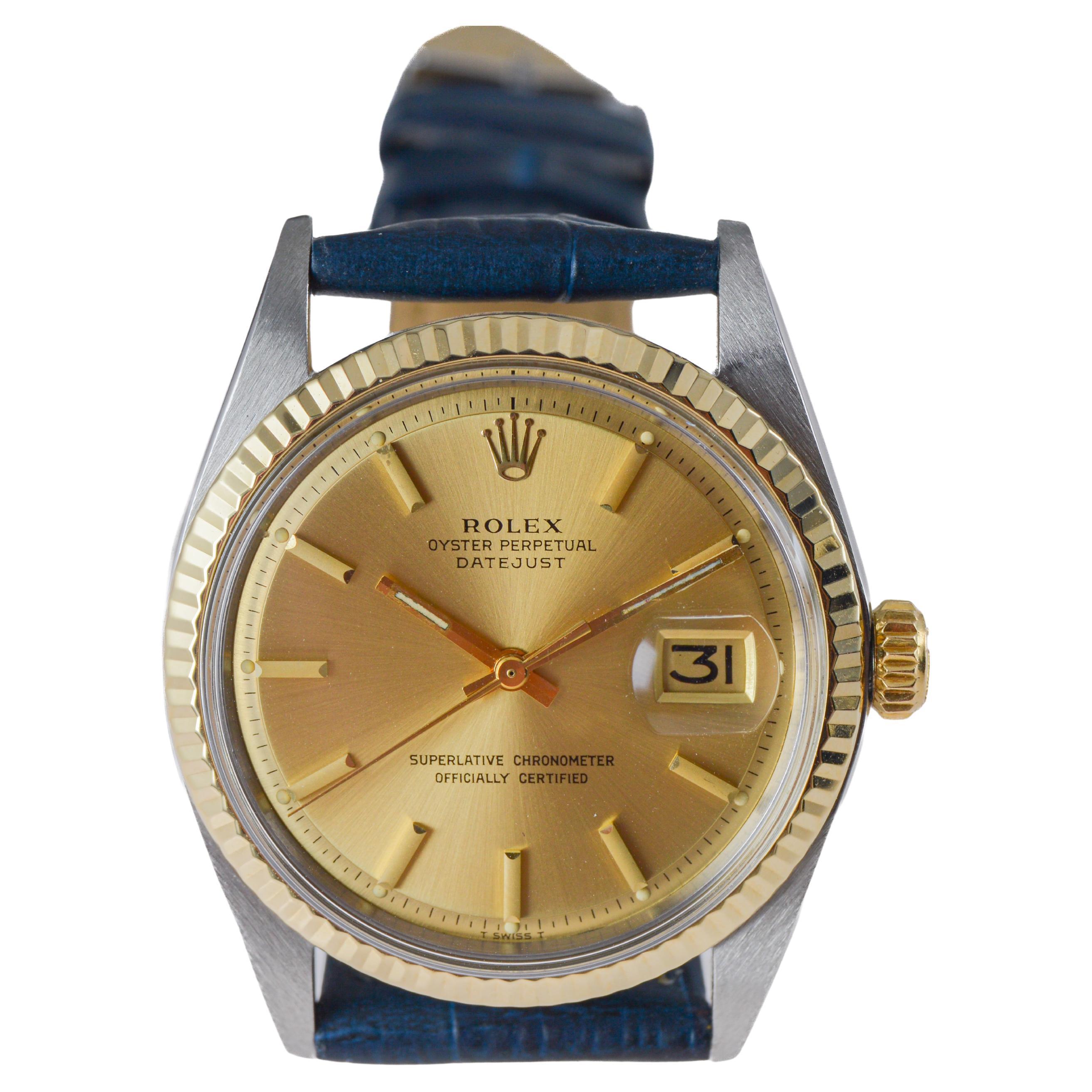 Rolex Two Tone Datejust with Original Dial & Two Straps circa, 1971 For Sale 9