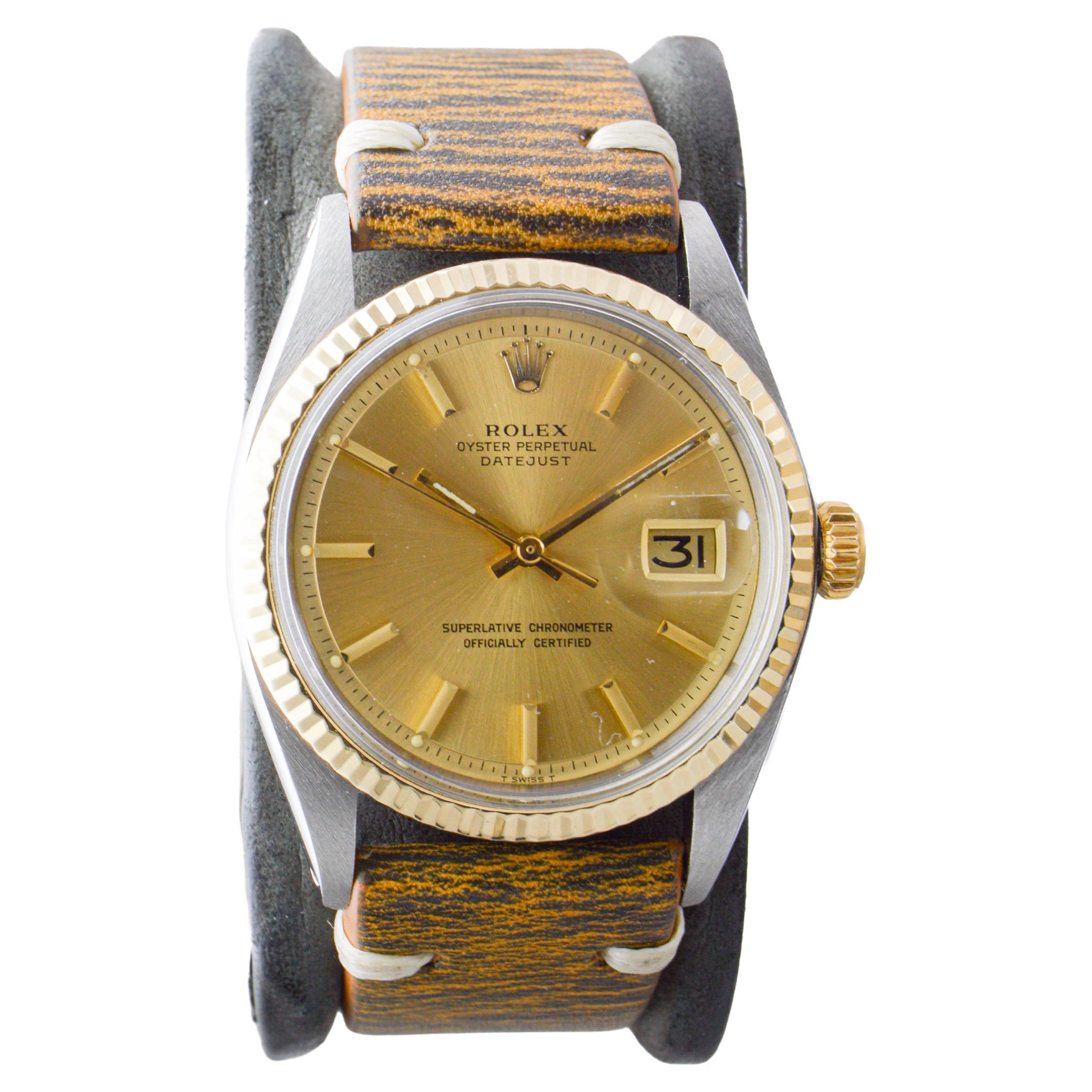 Modern Rolex Two Tone Datejust with Original Dial & Two Straps circa, 1971 For Sale