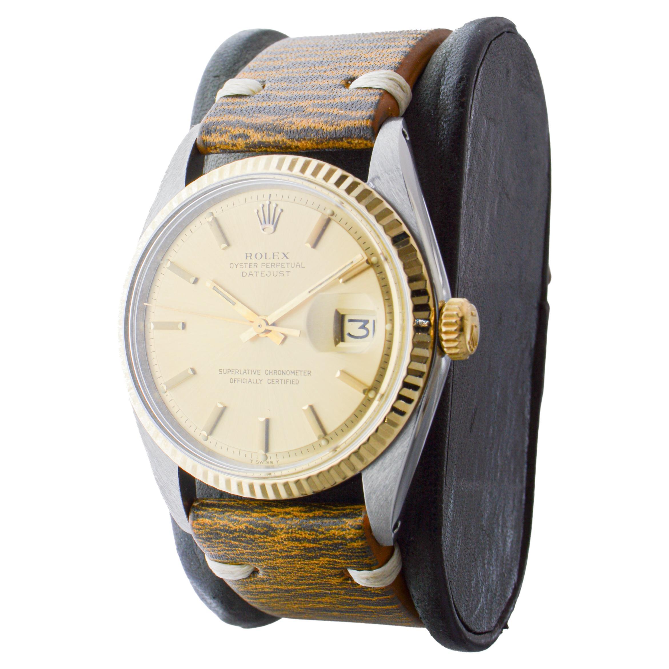 Rolex Two Tone Datejust with Original Dial & Two Straps circa, 1971 For Sale 1