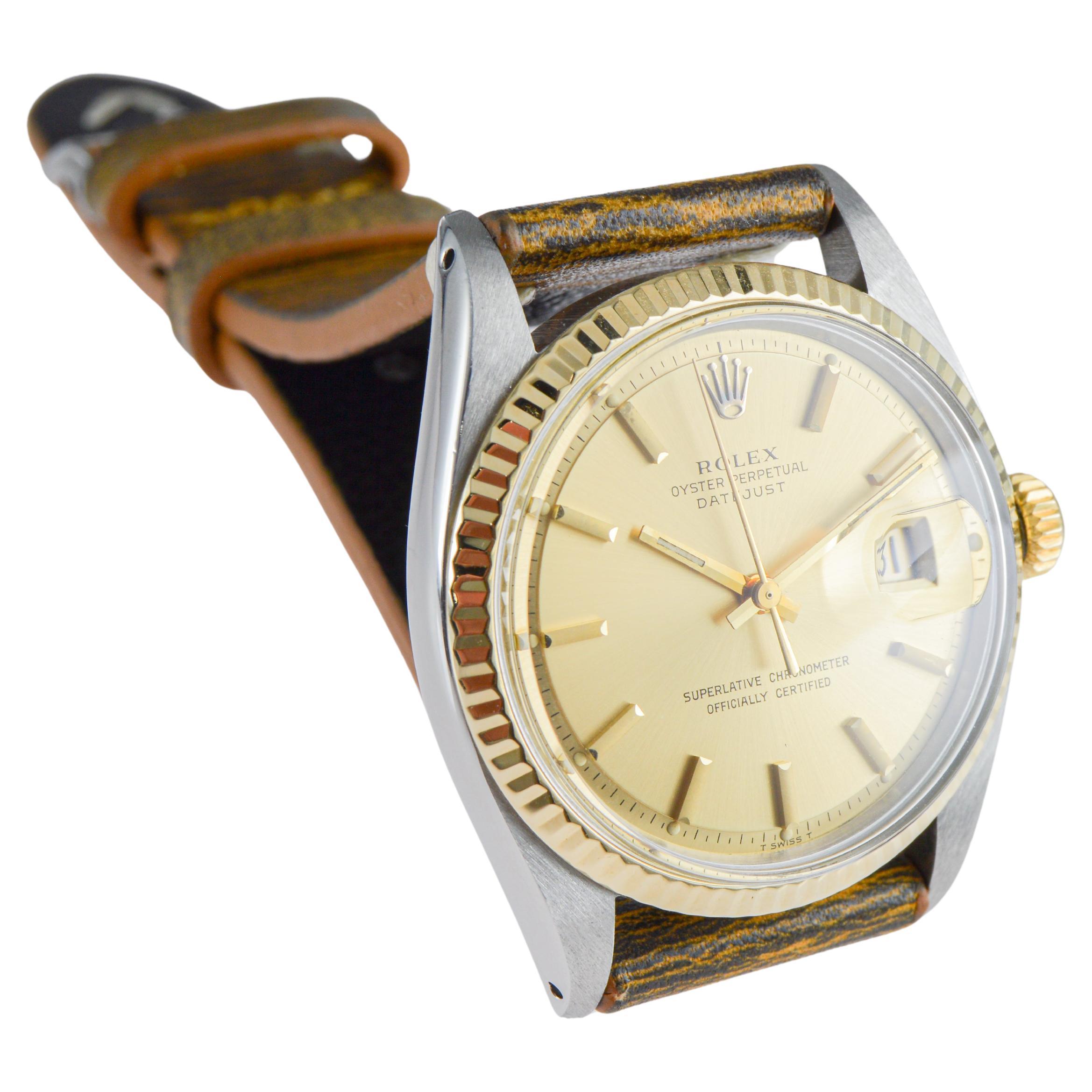 Rolex Two Tone Datejust with Original Dial & Two Straps circa, 1971 For Sale 2