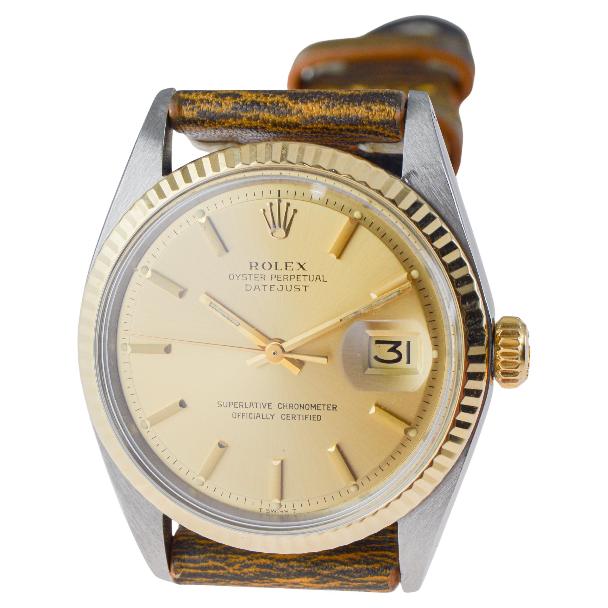 Rolex Two Tone Datejust with Original Dial & Two Straps circa, 1971 For Sale 3
