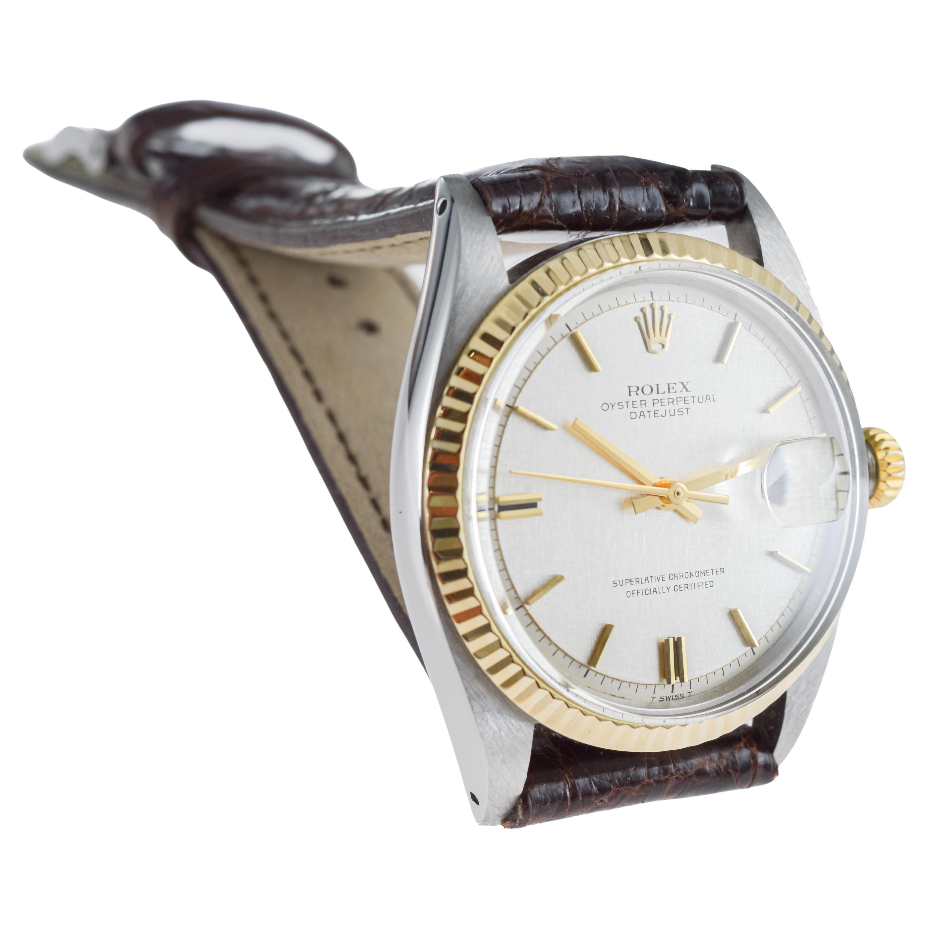 Rolex Two Tone Datejust with Rare Factory Original Linen Dial 1968 5