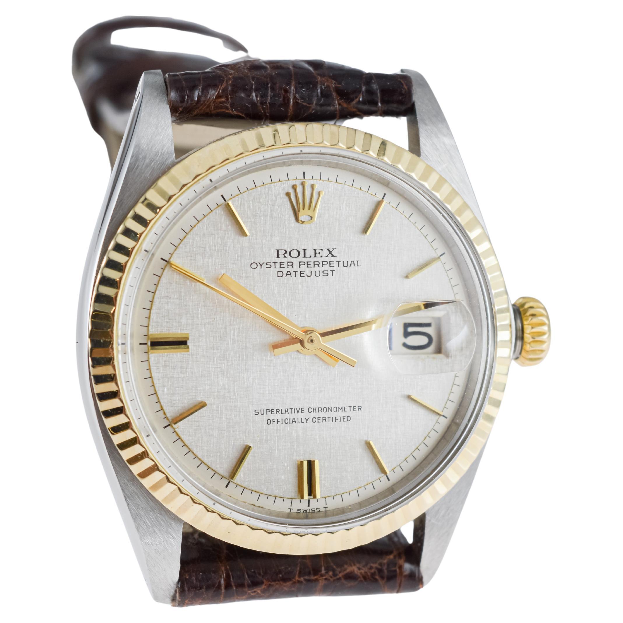 Rolex Two Tone Datejust with Rare Factory Original Linen Dial 1968 6