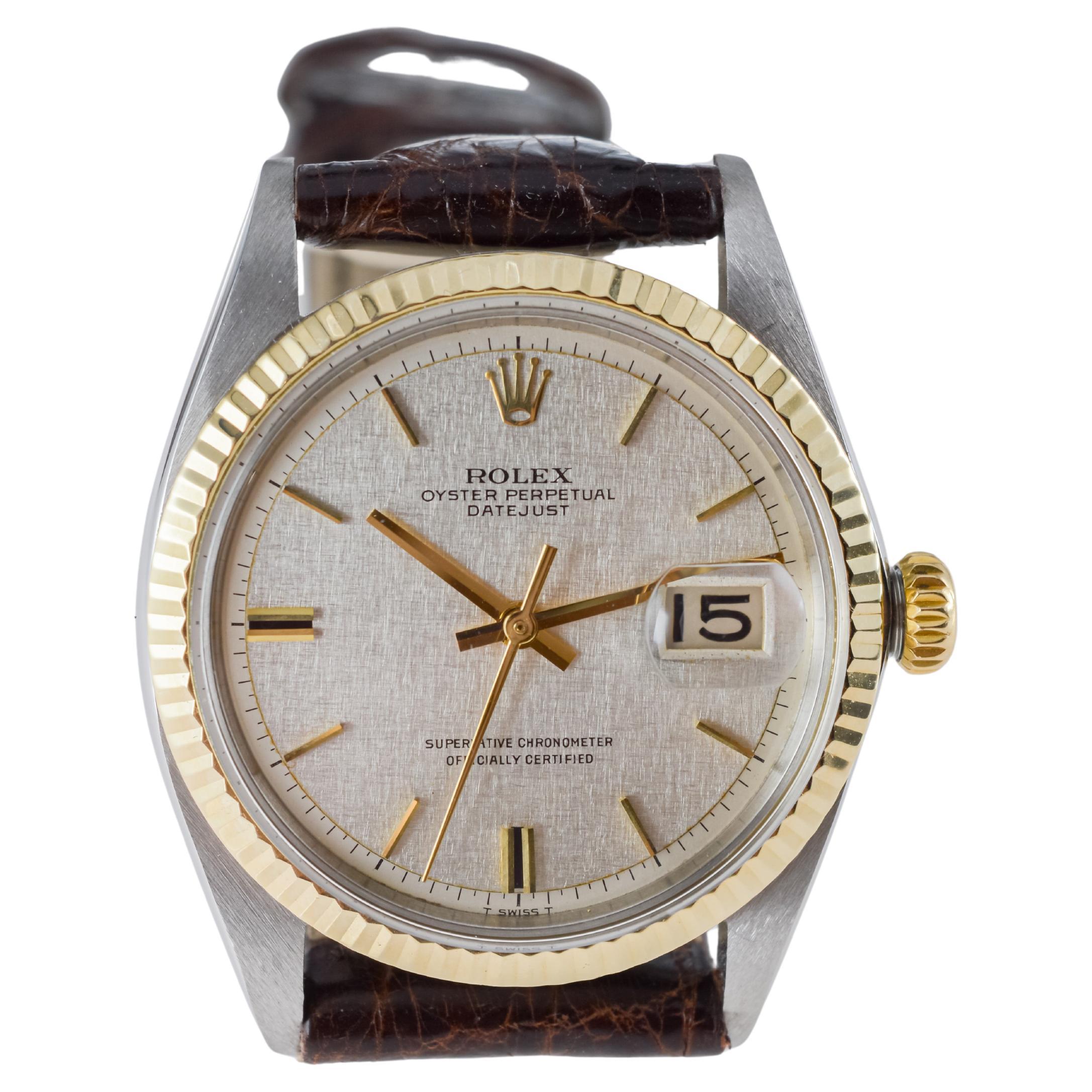 Rolex Two Tone Datejust with Rare Factory Original Linen Dial 1968 7