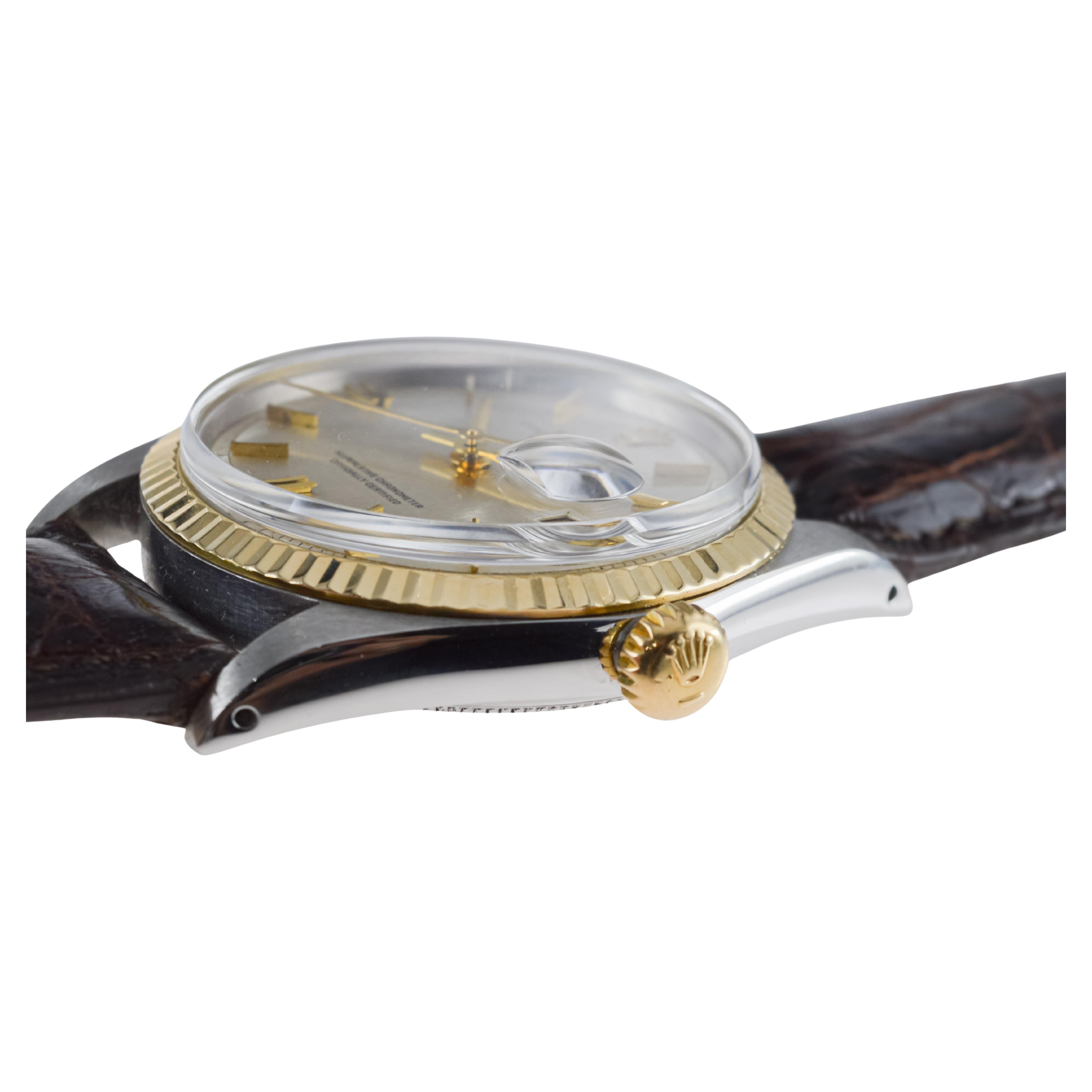 Rolex Two Tone Datejust with Rare Factory Original Linen Dial 1968 9
