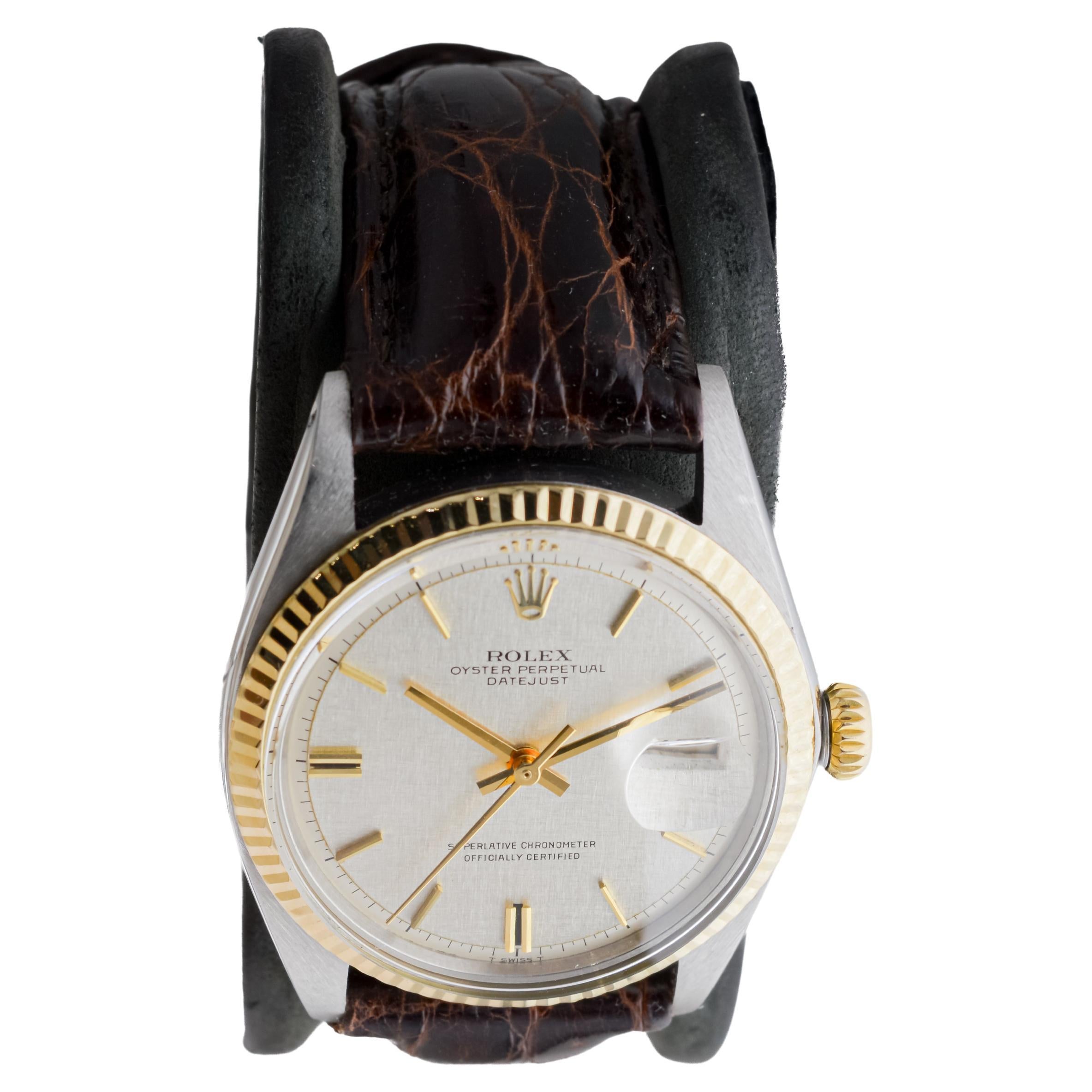 Rolex Two Tone Datejust with Rare Factory Original Linen Dial 1968 1