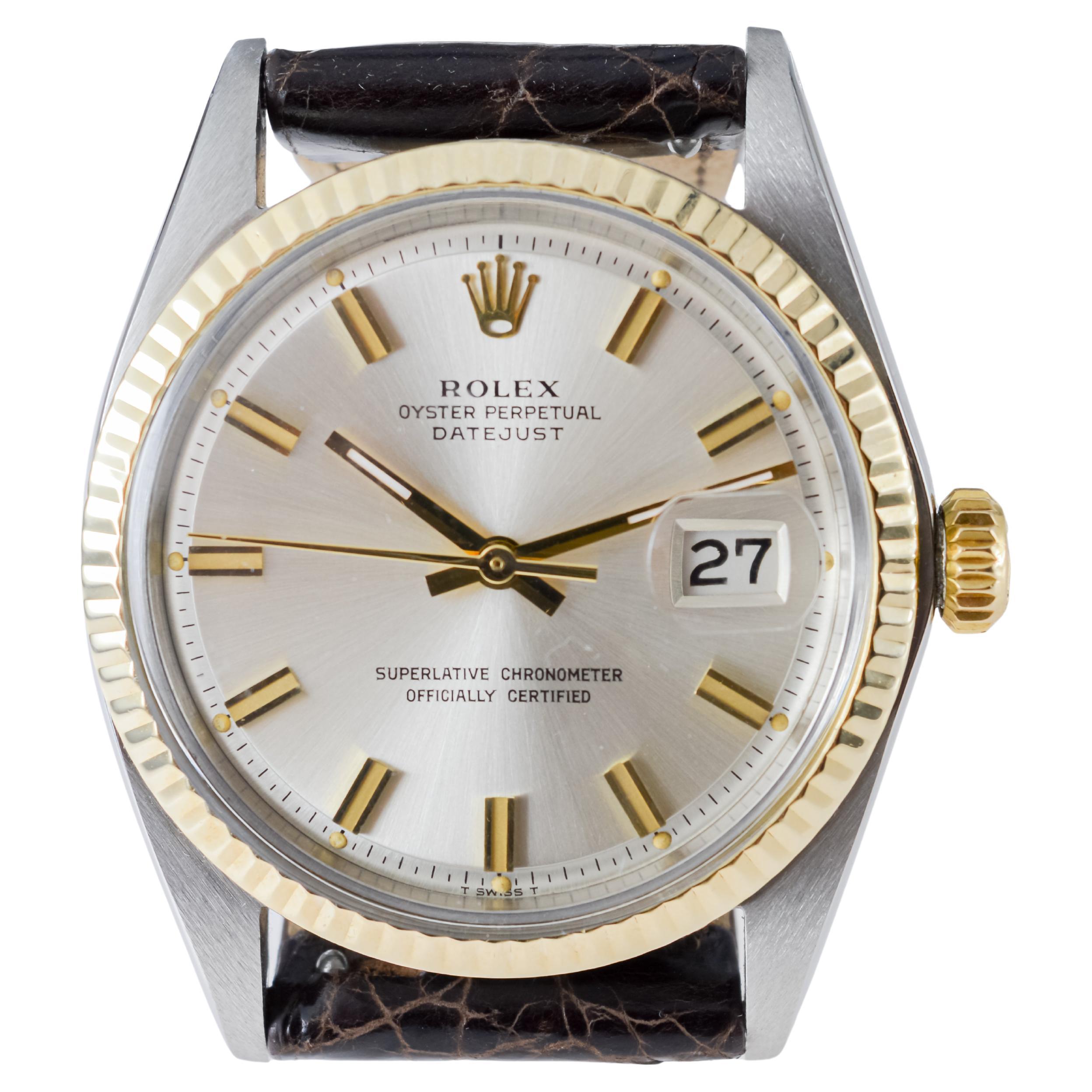Rolex Two Tone Datejust with Rare Factory Original Silvered Dial circa 1960's 6