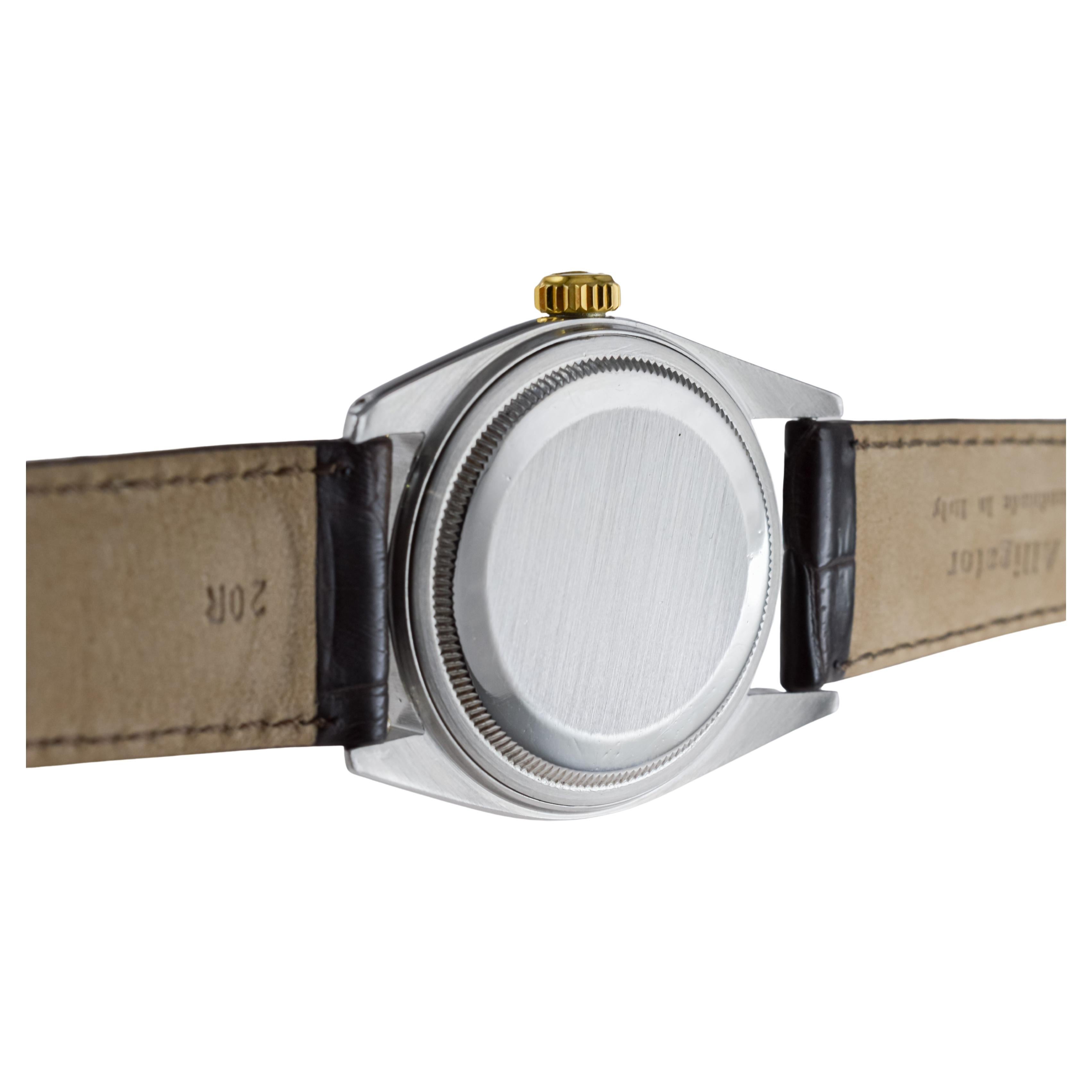 Rolex Two Tone Datejust with Rare Factory Original Silvered Dial circa 1960's For Sale 9