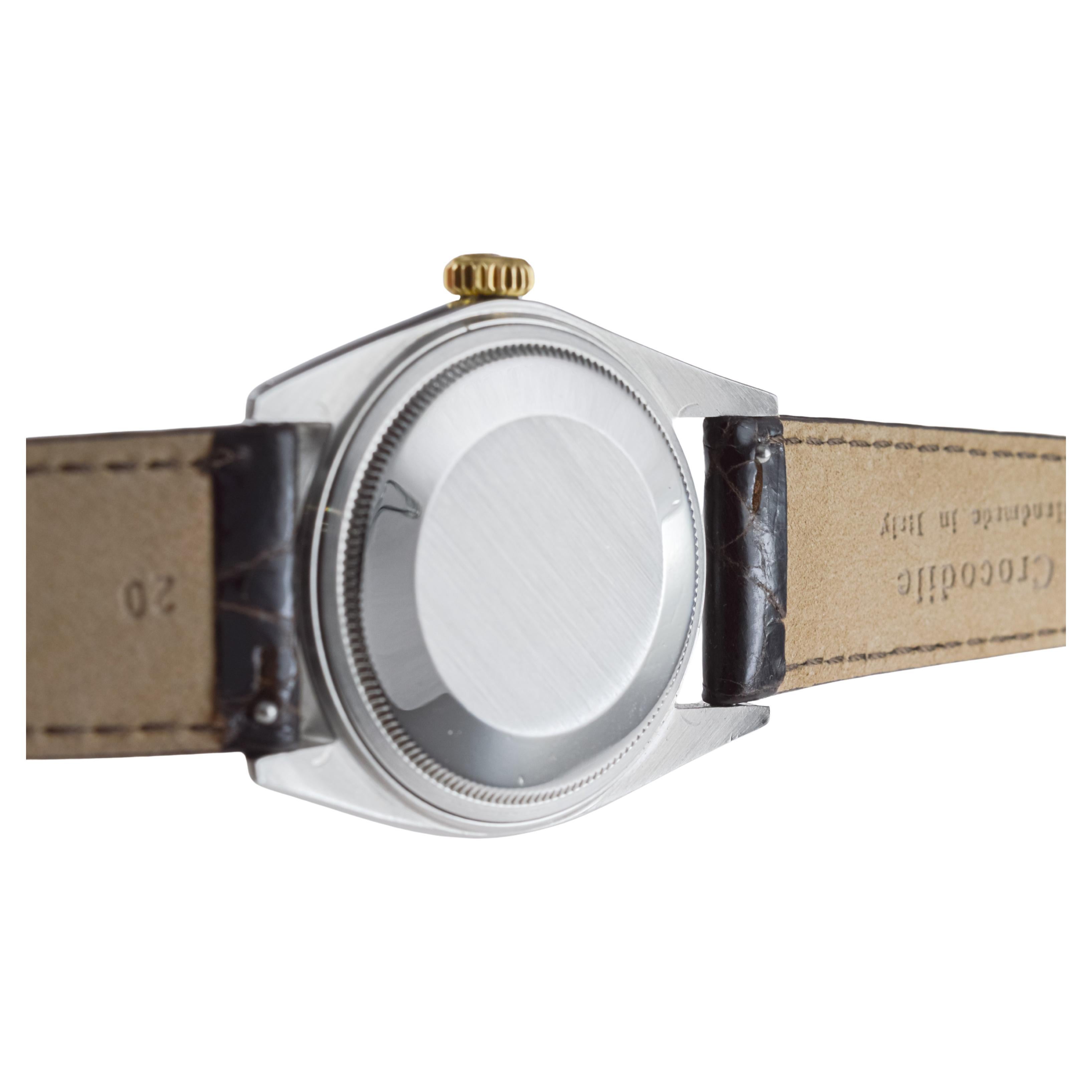 Rolex Two Tone Datejust with Rare Factory Original Silvered Dial circa 1960's 12