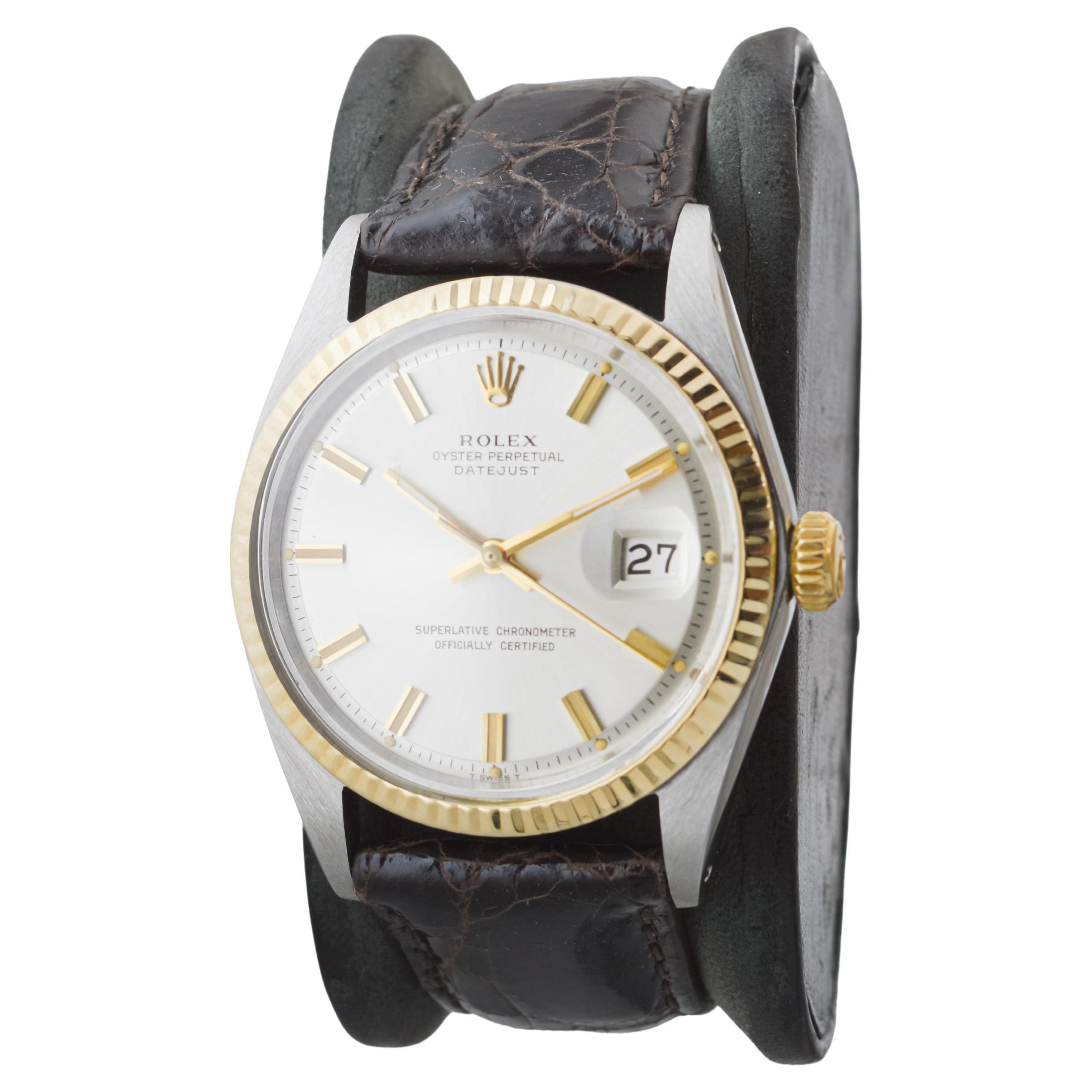 Rolex Two Tone Datejust with Rare Factory Original Silvered Dial circa 1960's 2