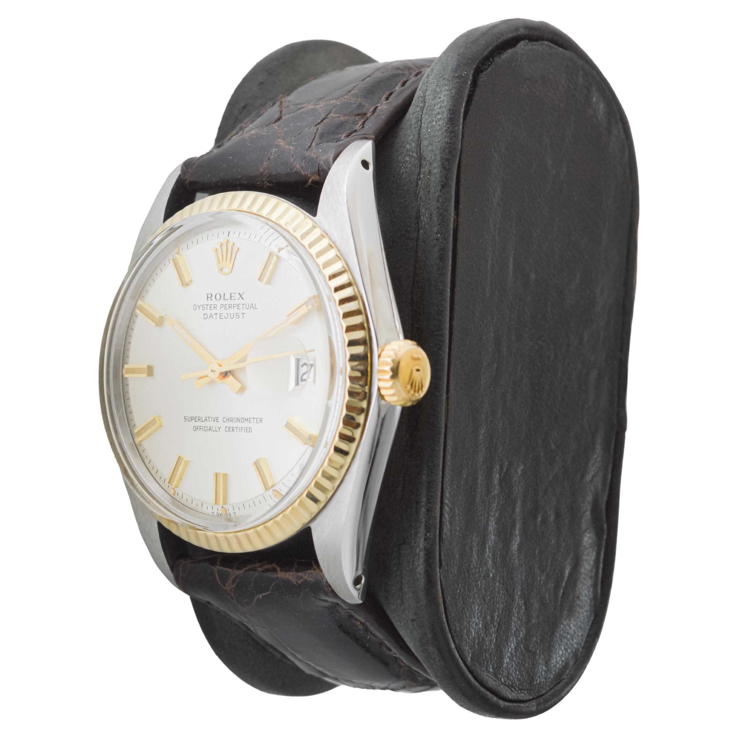 Rolex Two Tone Datejust with Rare Factory Original Silvered Dial circa 1960's 3