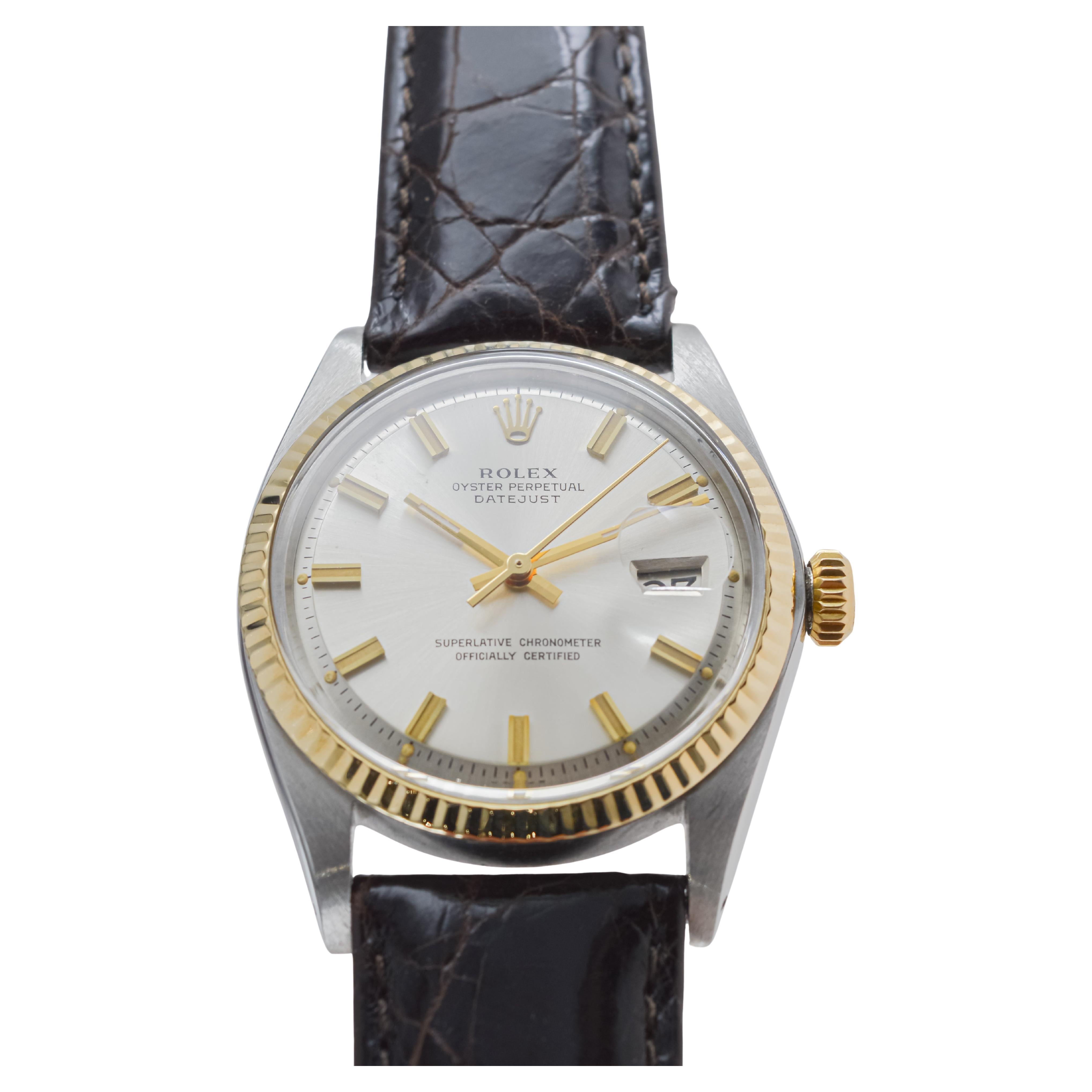 Rolex Two Tone Datejust with Rare Factory Original Silvered Dial circa 1960's 4