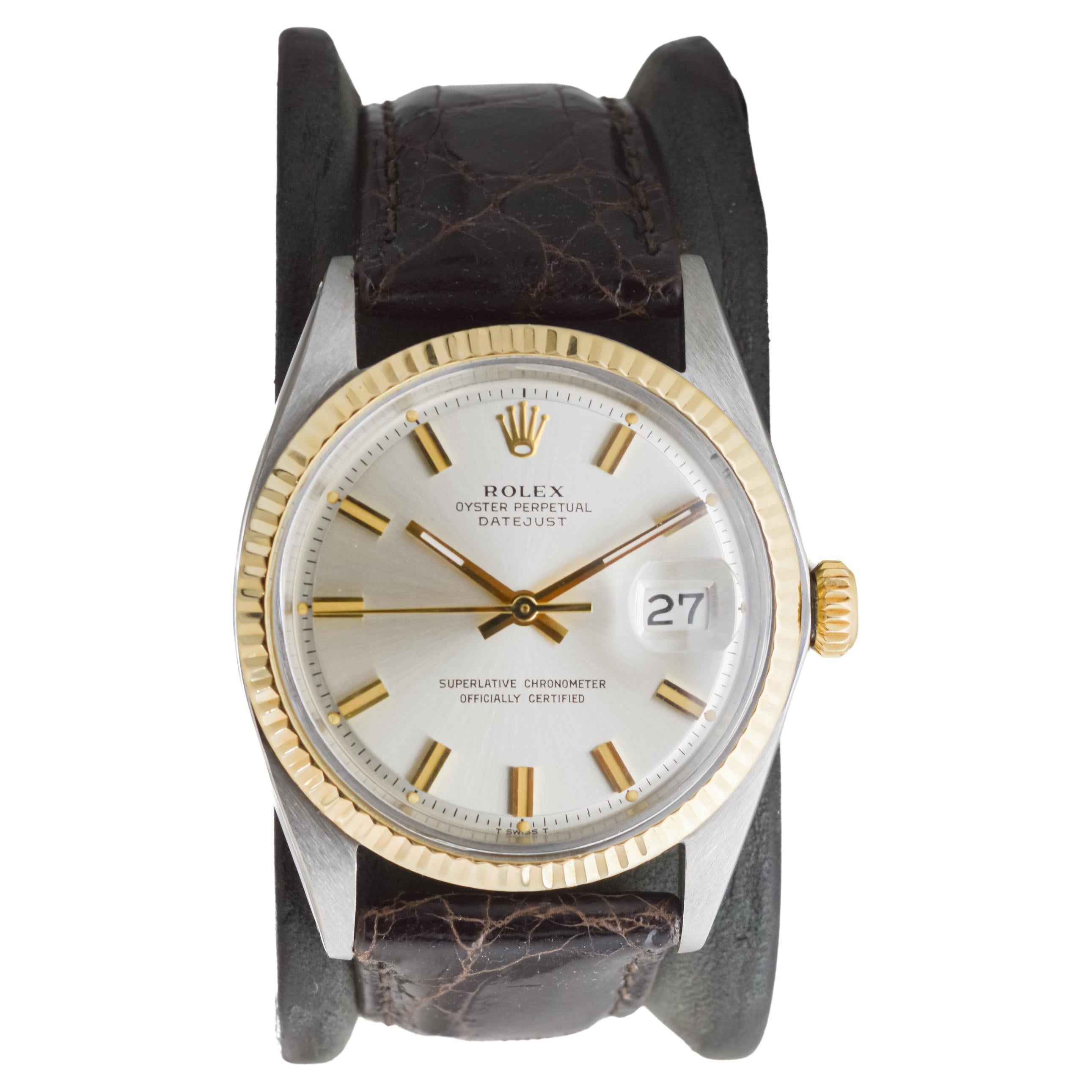 Rolex Two Tone Datejust avec cadran argenté d'origine circa 1960's