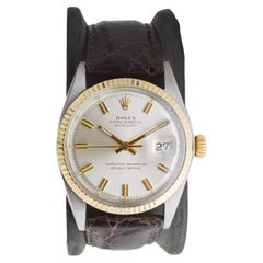 Rolex Two Tone Datejust with Rare Factory Original Silvered Dial circa 1960's