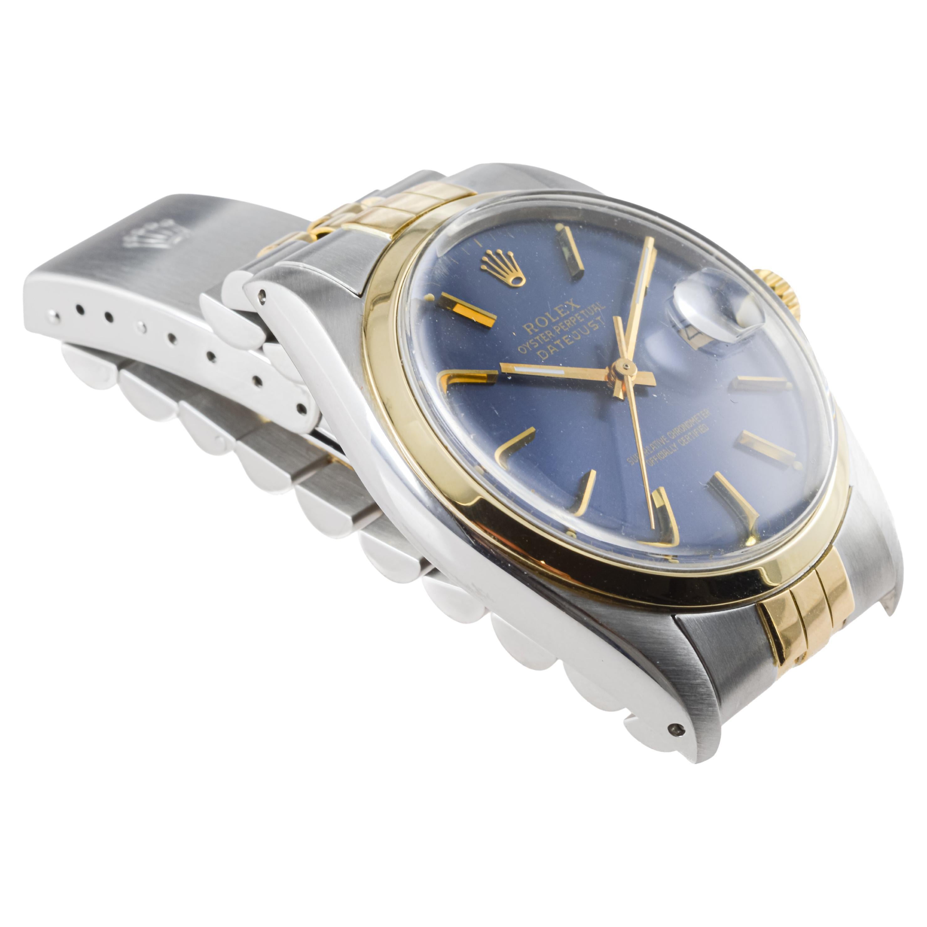 Rolex Two Tone Datejust With Rare, Original Navy Blue Dial circa For Sale 5