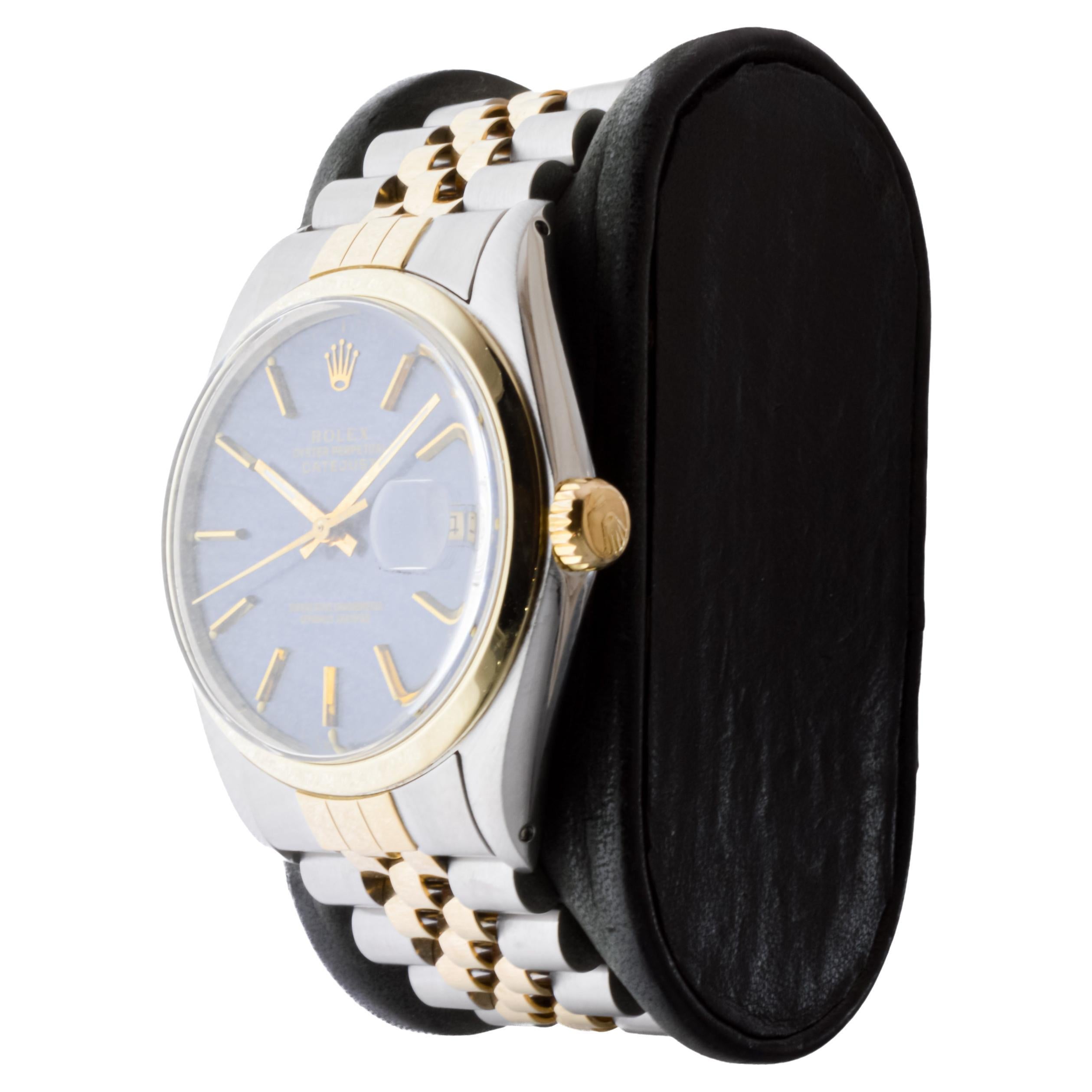 Rolex Two Tone Datejust With Rare, Original Navy Blue Dial circa For Sale 1