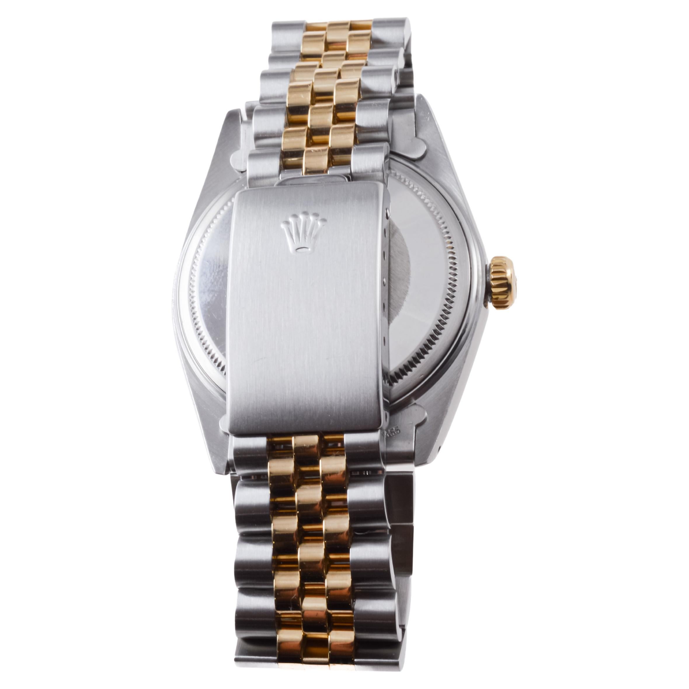 Rolex Two Tone Datejust With Rare, Original Navy Blue Dial circa For Sale 3