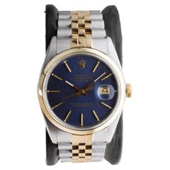 Rolex Two Tone Datejust With Rare, Original Navy Blue Dial circa