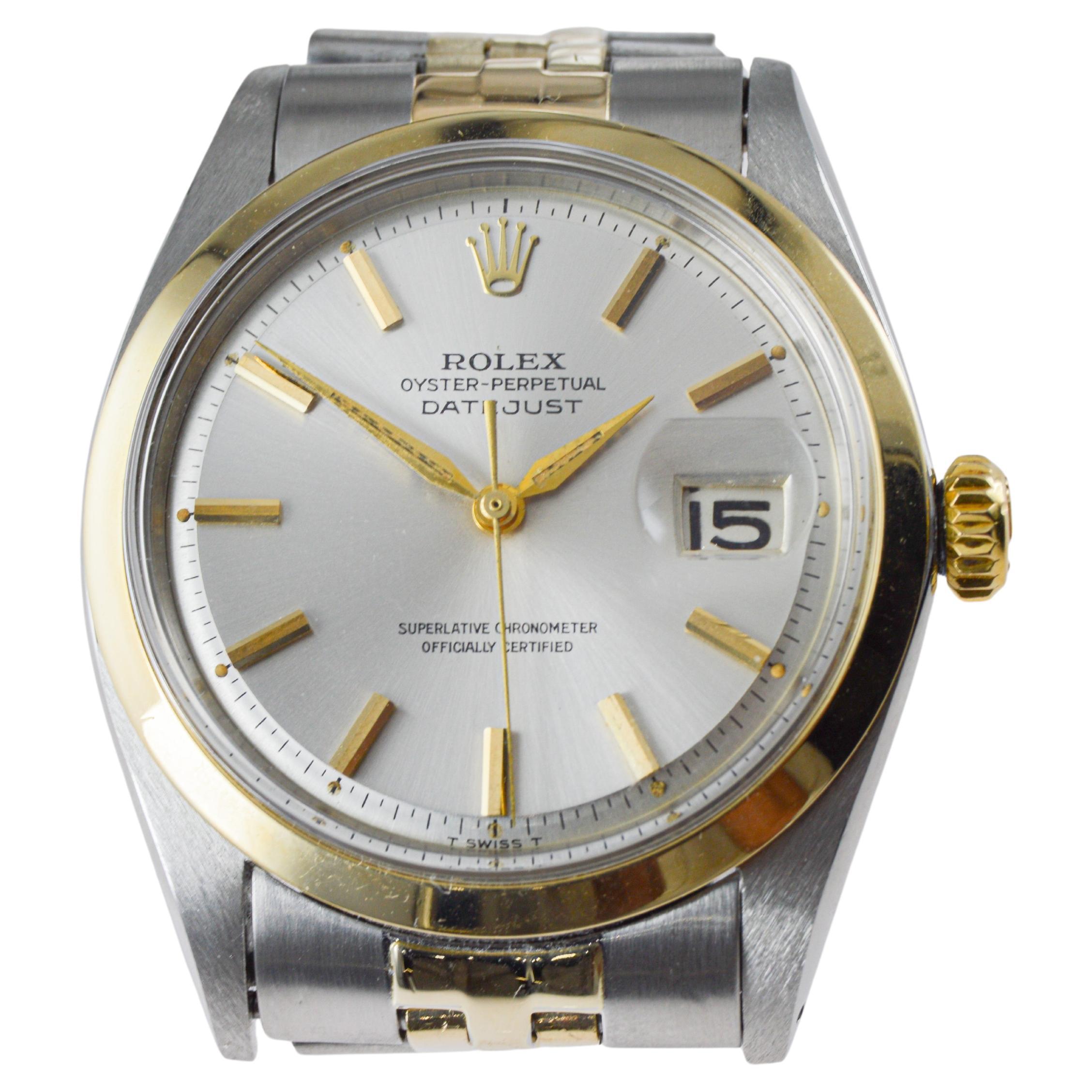 Rolex Two Tone Datejust mit seltener polierter Lünette circa, 1964 im Angebot 5