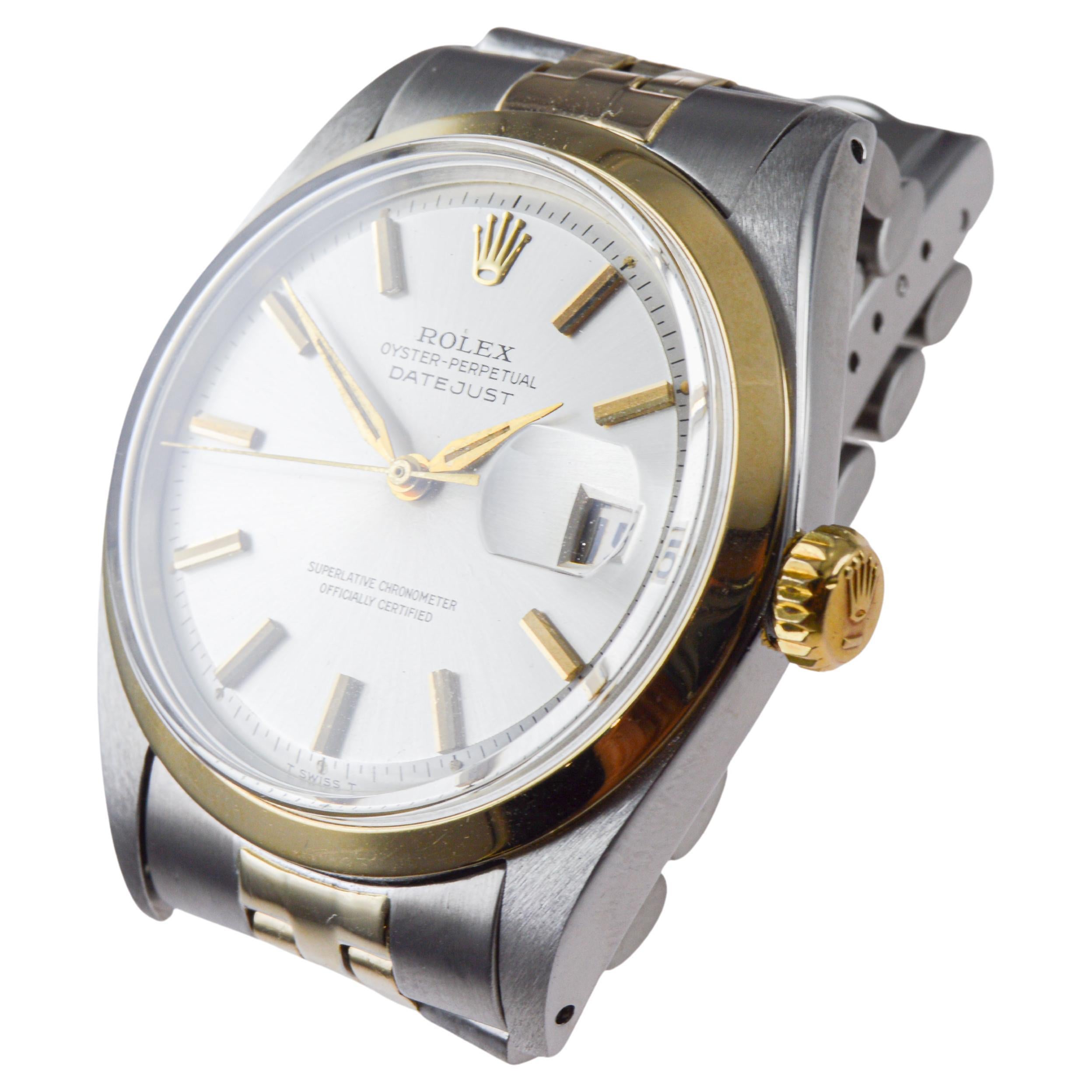 Rolex Two Tone Datejust mit seltener polierter Lünette circa, 1964 im Angebot 6