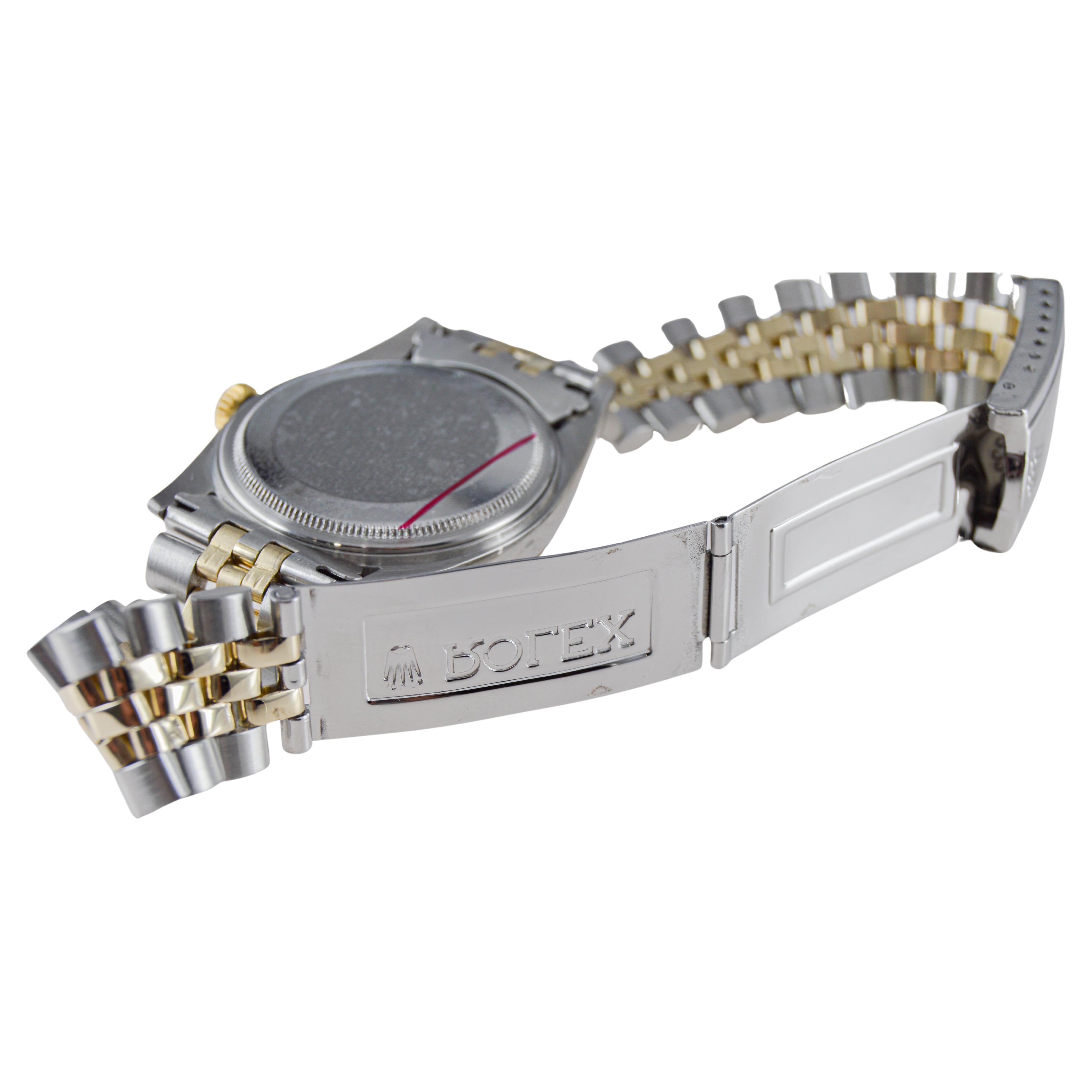 Rolex Two Tone Datejust mit seltener polierter Lünette circa, 1964 im Angebot 8