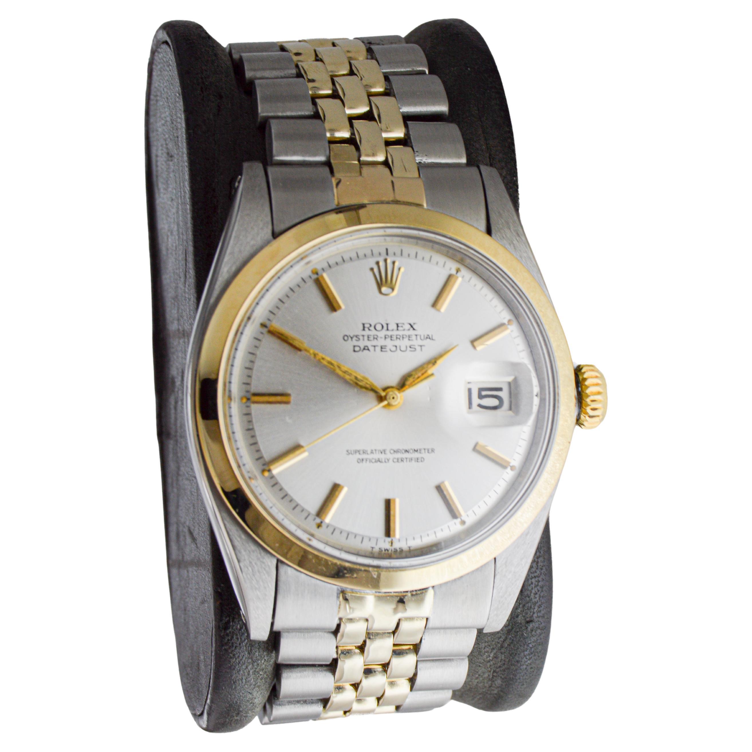 Rolex Two Tone Datejust mit seltener polierter Lünette circa, 1964 (Moderne) im Angebot