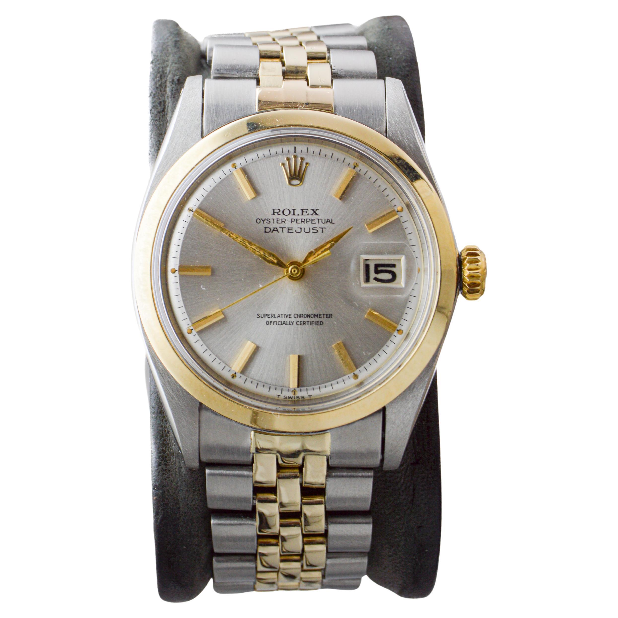 Rolex Two Tone Datejust mit seltener polierter Lünette circa, 1964 im Zustand „Hervorragend“ im Angebot in Long Beach, CA