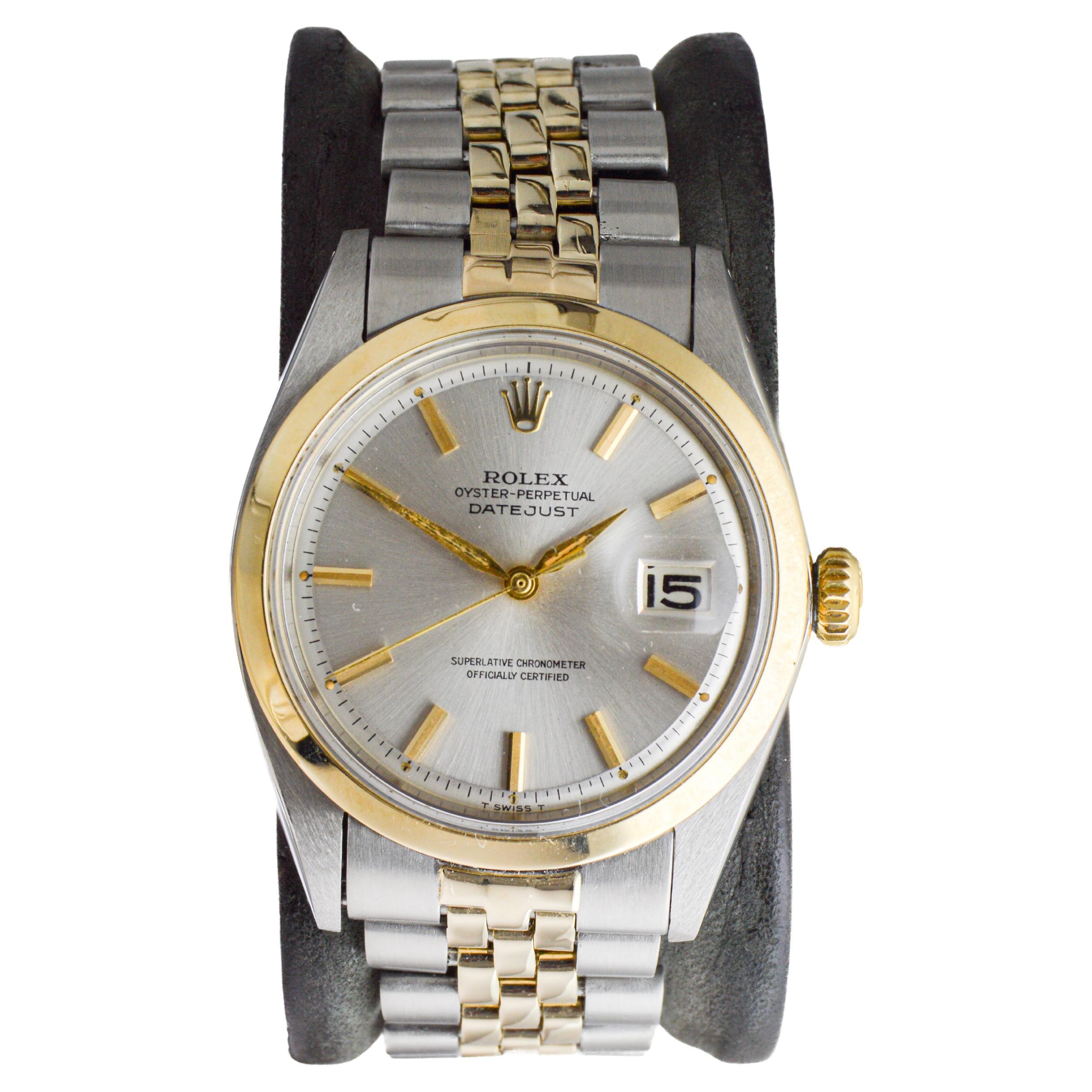 Rolex Two Tone Datejust mit seltener polierter Lünette circa, 1964 für Damen oder Herren im Angebot