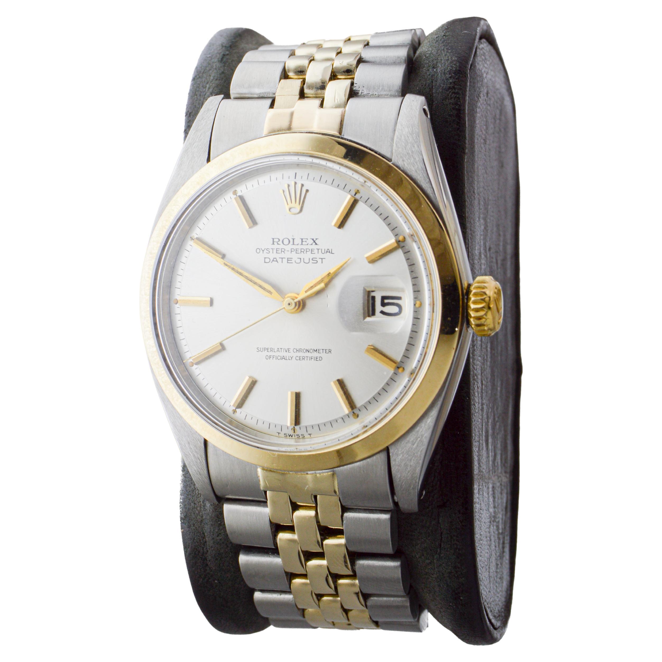 Rolex Two Tone Datejust mit seltener polierter Lünette circa, 1964 im Angebot 1