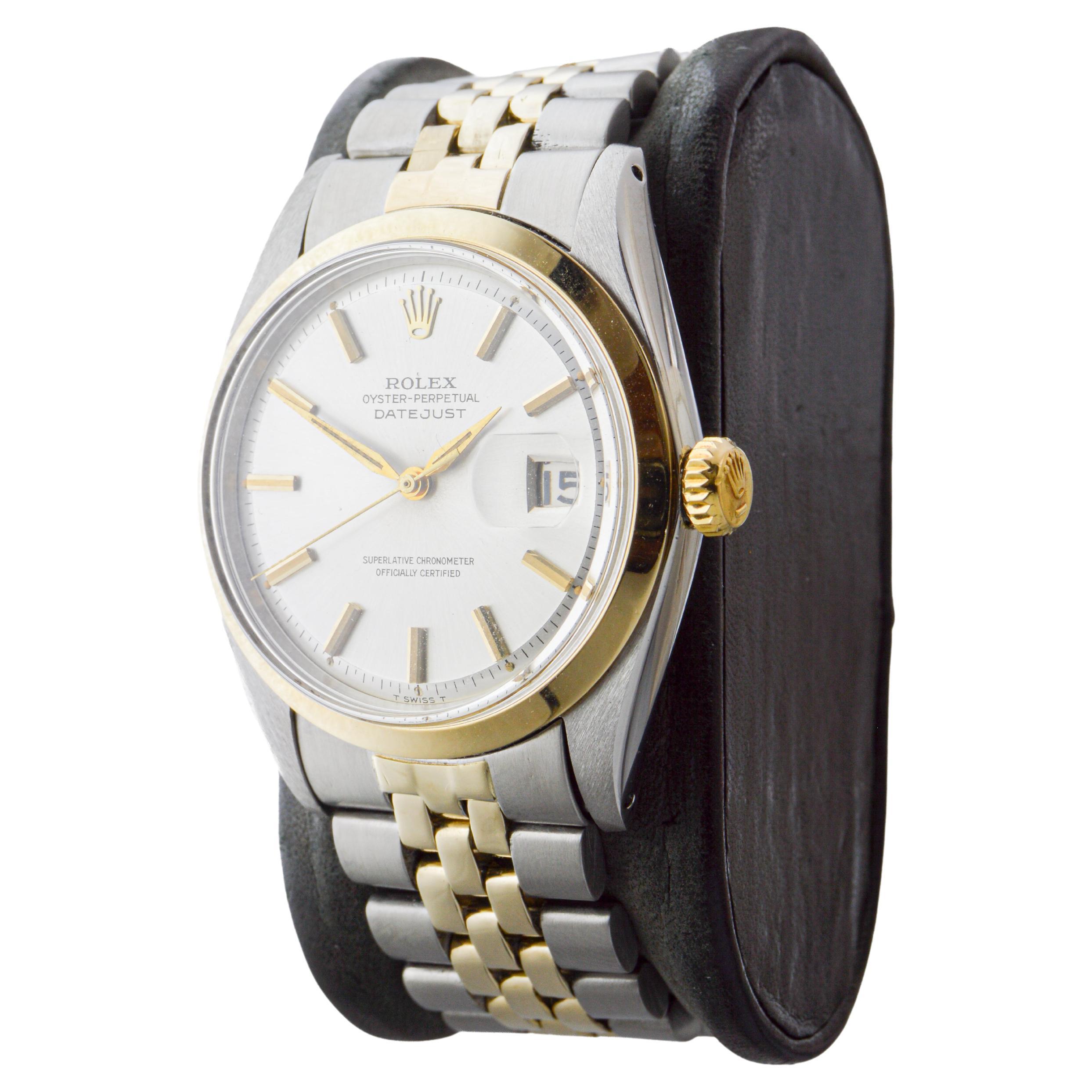 Rolex Two Tone Datejust mit seltener polierter Lünette circa, 1964 im Angebot 2