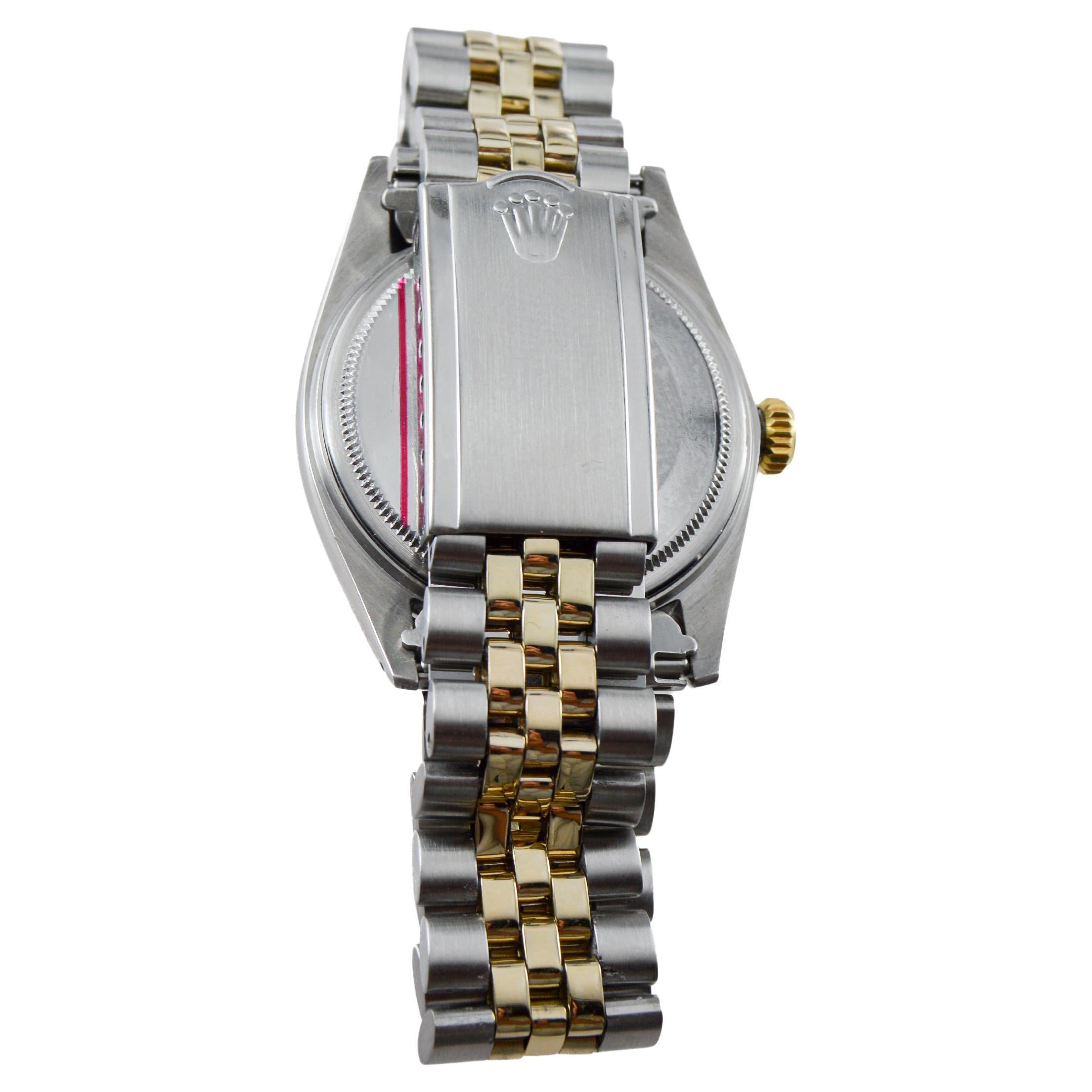 Rolex Two Tone Datejust mit seltener polierter Lünette circa, 1964 im Angebot 3