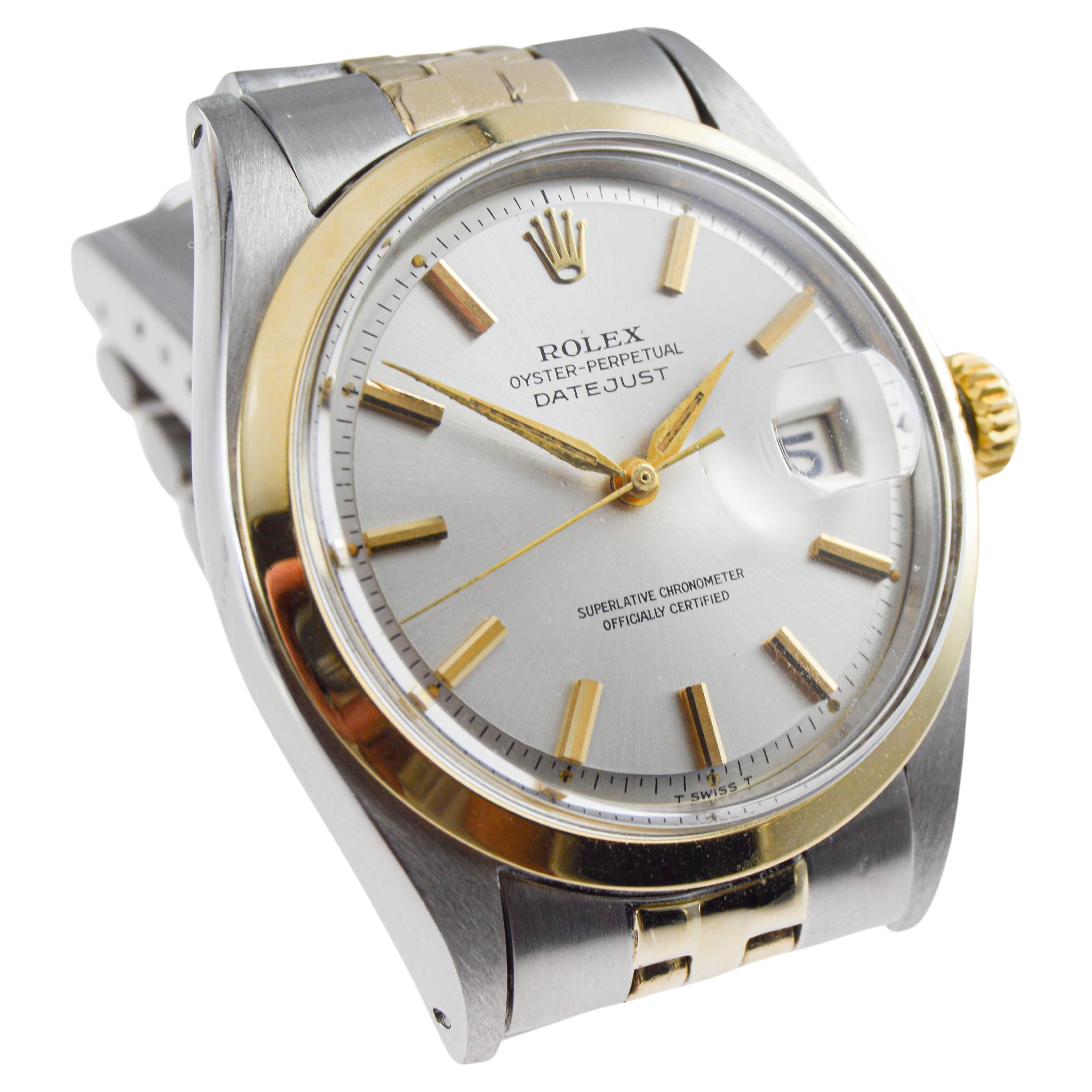 Rolex Two Tone Datejust mit seltener polierter Lünette circa, 1964 im Angebot 4