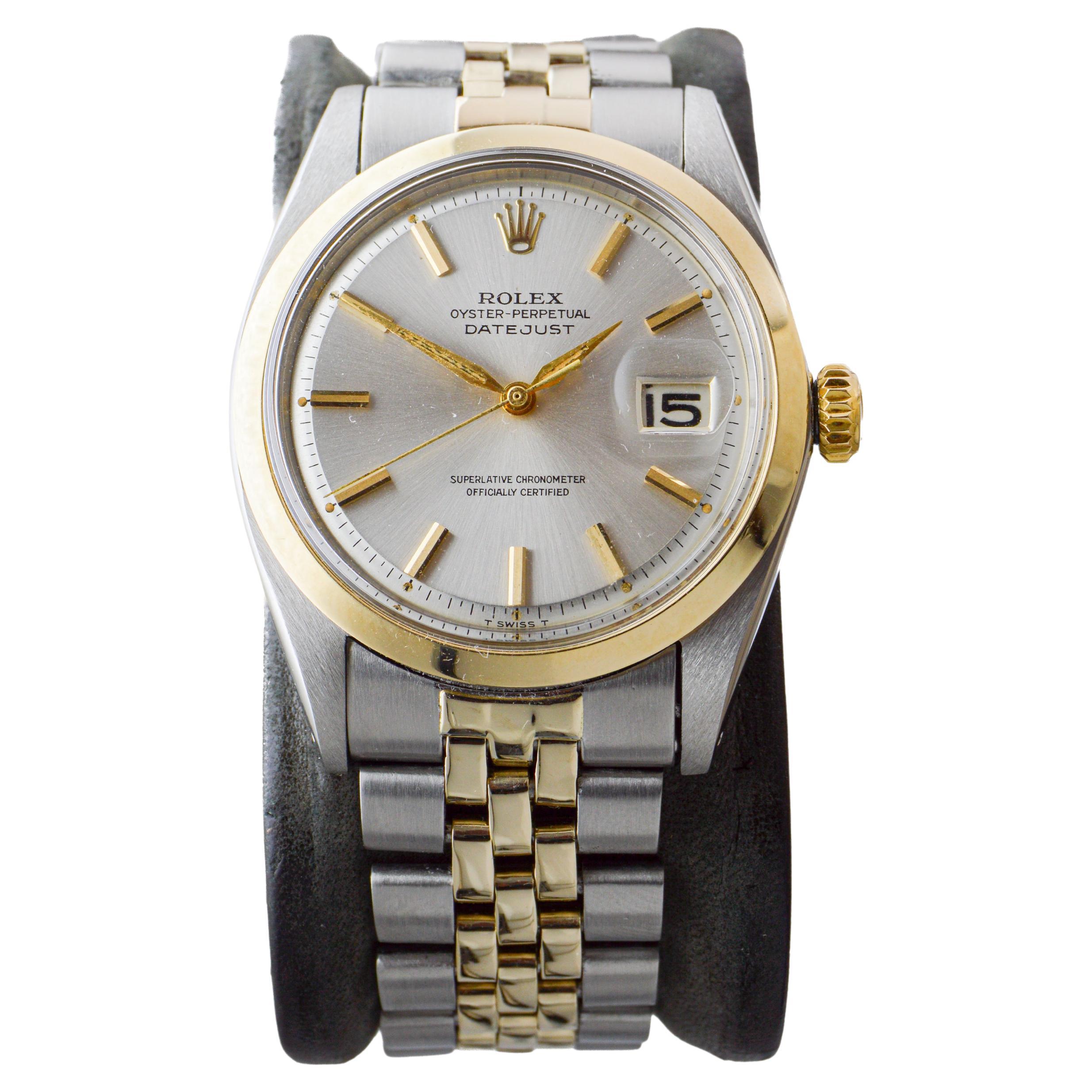 Rolex Two Tone Datejust mit seltener polierter Lünette circa, 1964 im Angebot