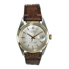 Rolex Two-Tone Datejust with Rare Smooth Bezel and Linen Dial from 1972 or 1973
