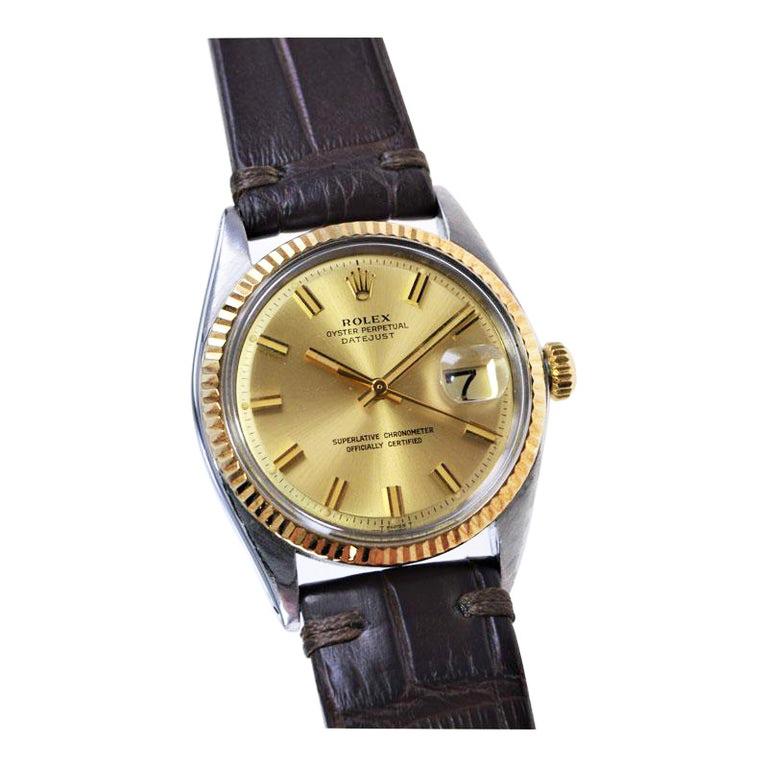 Women's or Men's Rolex Two Tone Full Size Datejust with Original Dial from 1971 For Sale